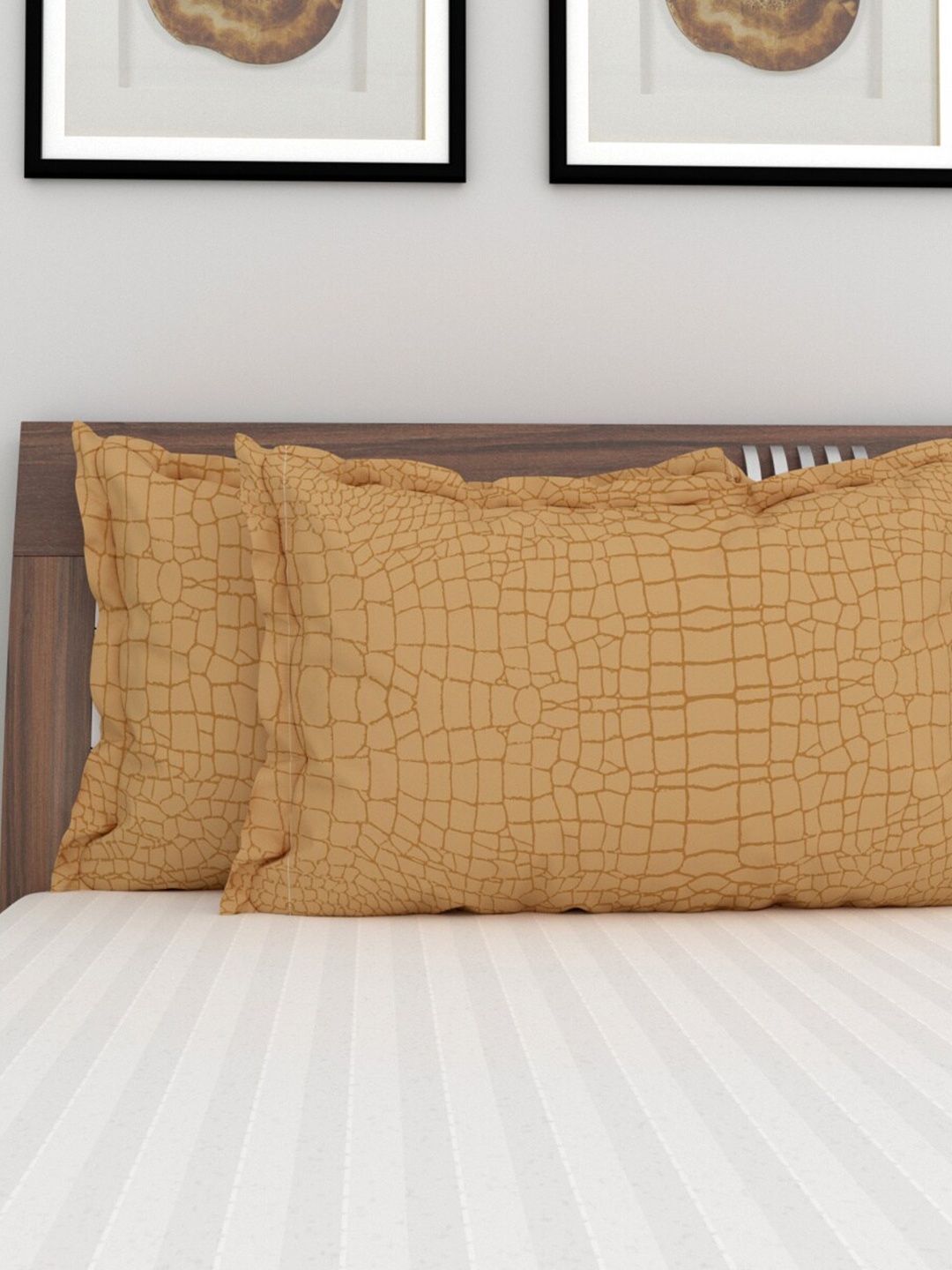 

Home Centre Set Of 2 Brown Printed Microfiber Pillow Cover