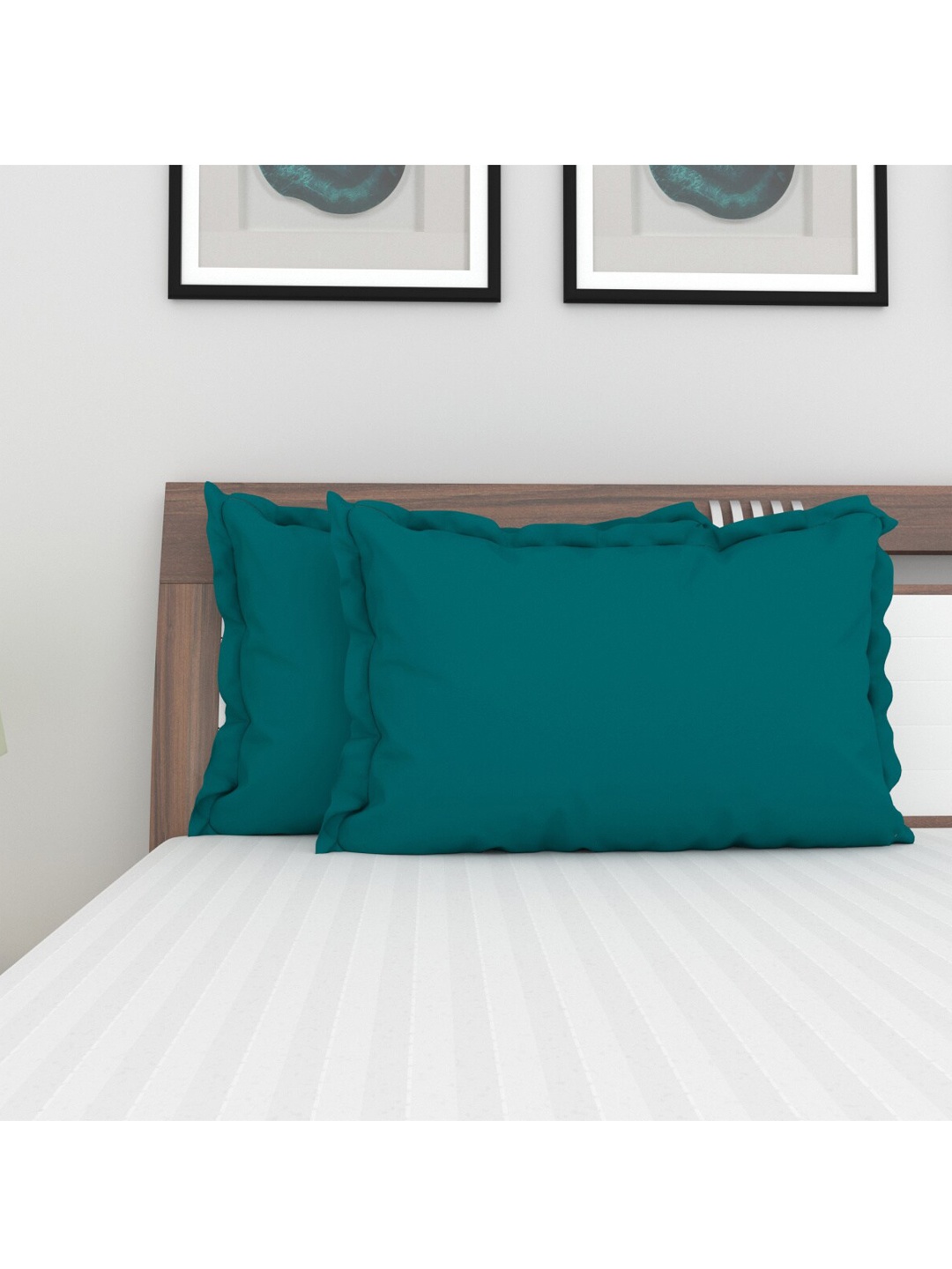 

Home Centre Set Of 2 Solid Cotton Pillow Case, Teal