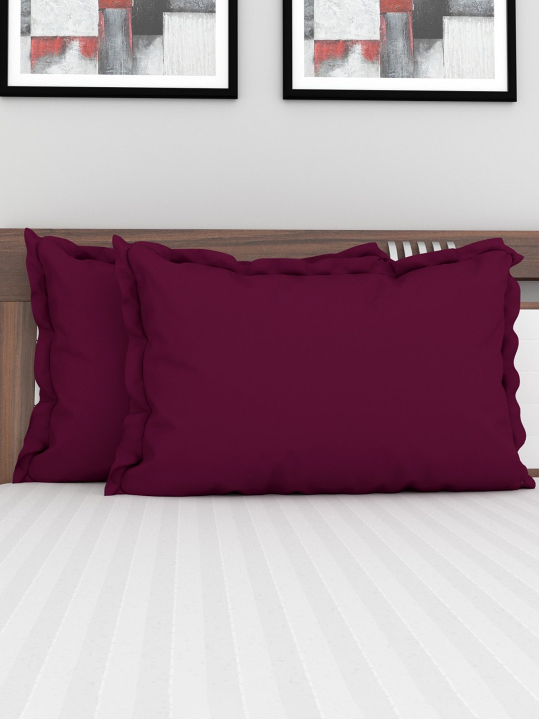 

Home Centre Set of 2 Purple Solid Cotton Pillow Covers