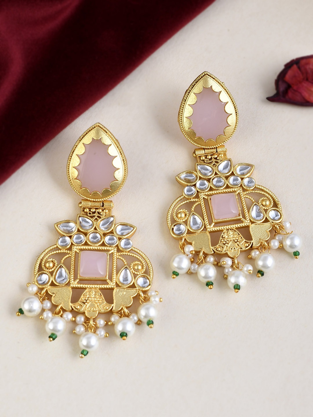 

Silvermerc Designs Gold-Plated Ethnic Drop Earrings