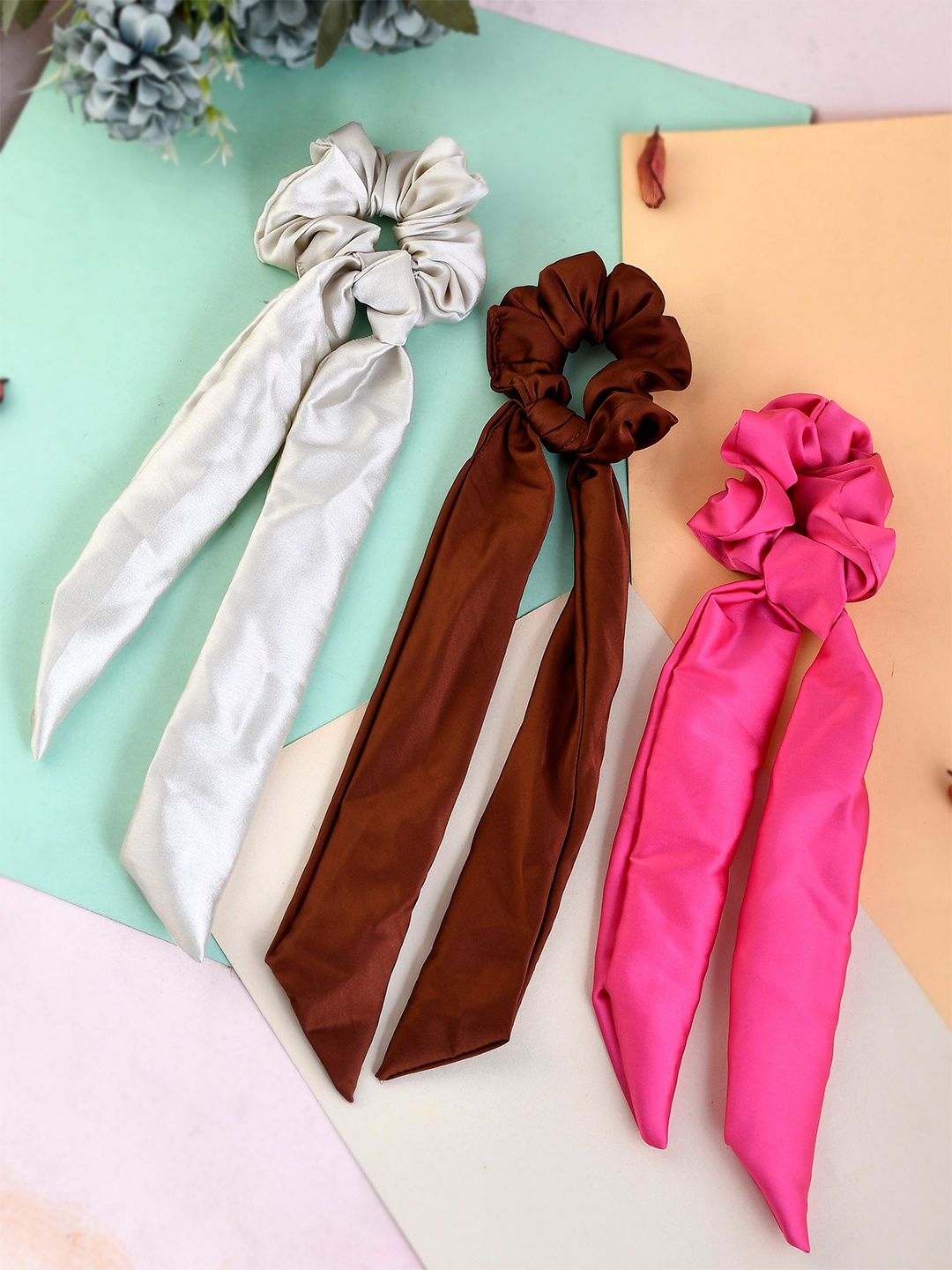 

Silvermerc Designs Girls Pink & Brown Set of 3 Ponytail Holders