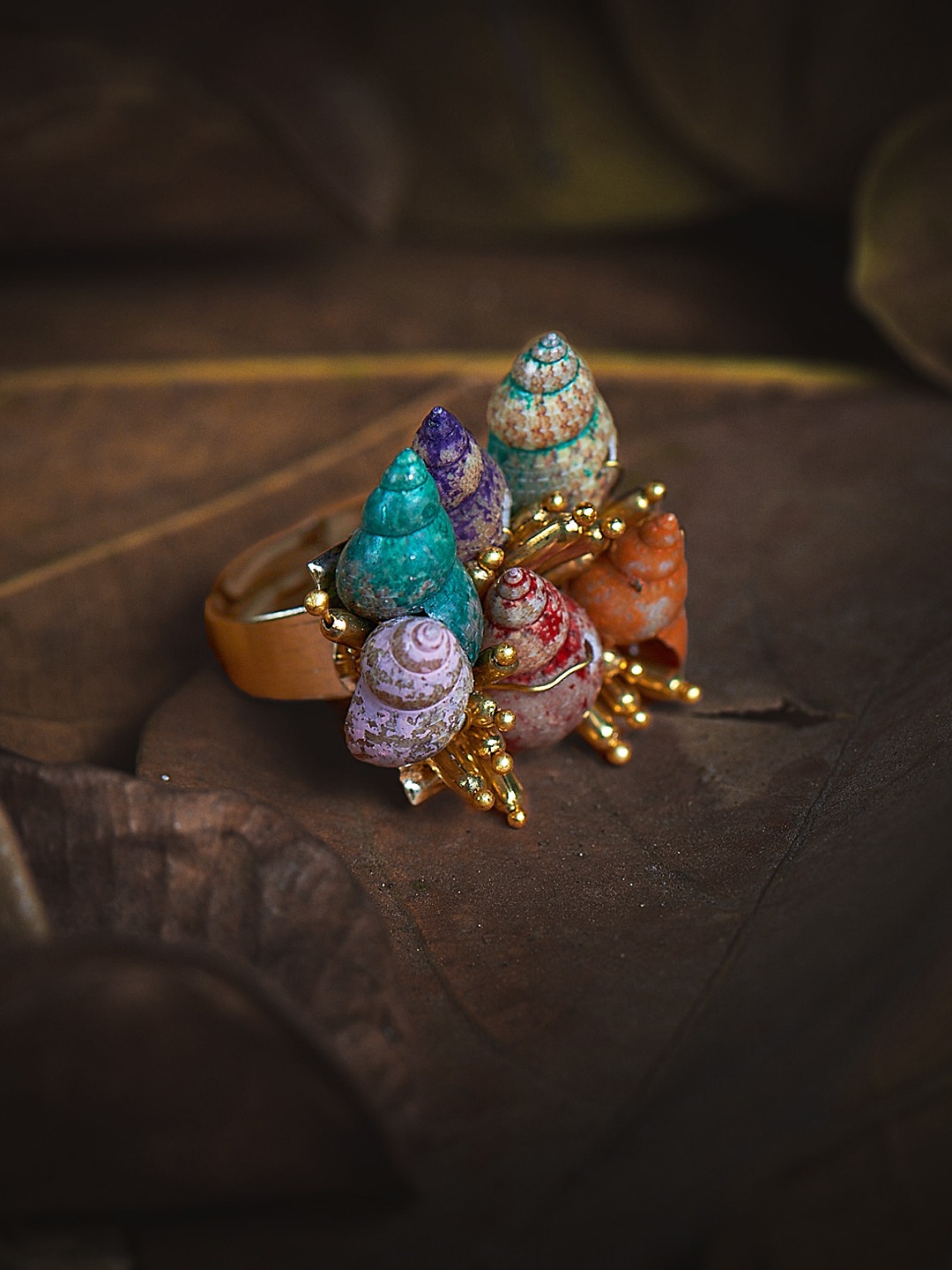 D'oro Multicoloured Alloy Gold-Plated Finger Ring, Multi