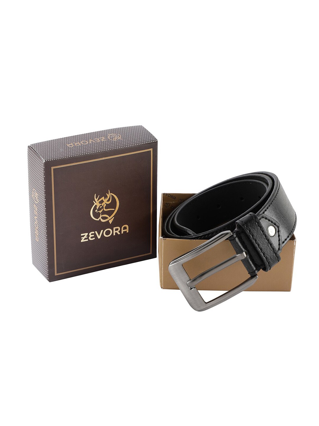 

ZEVORA Men Black PU Belt