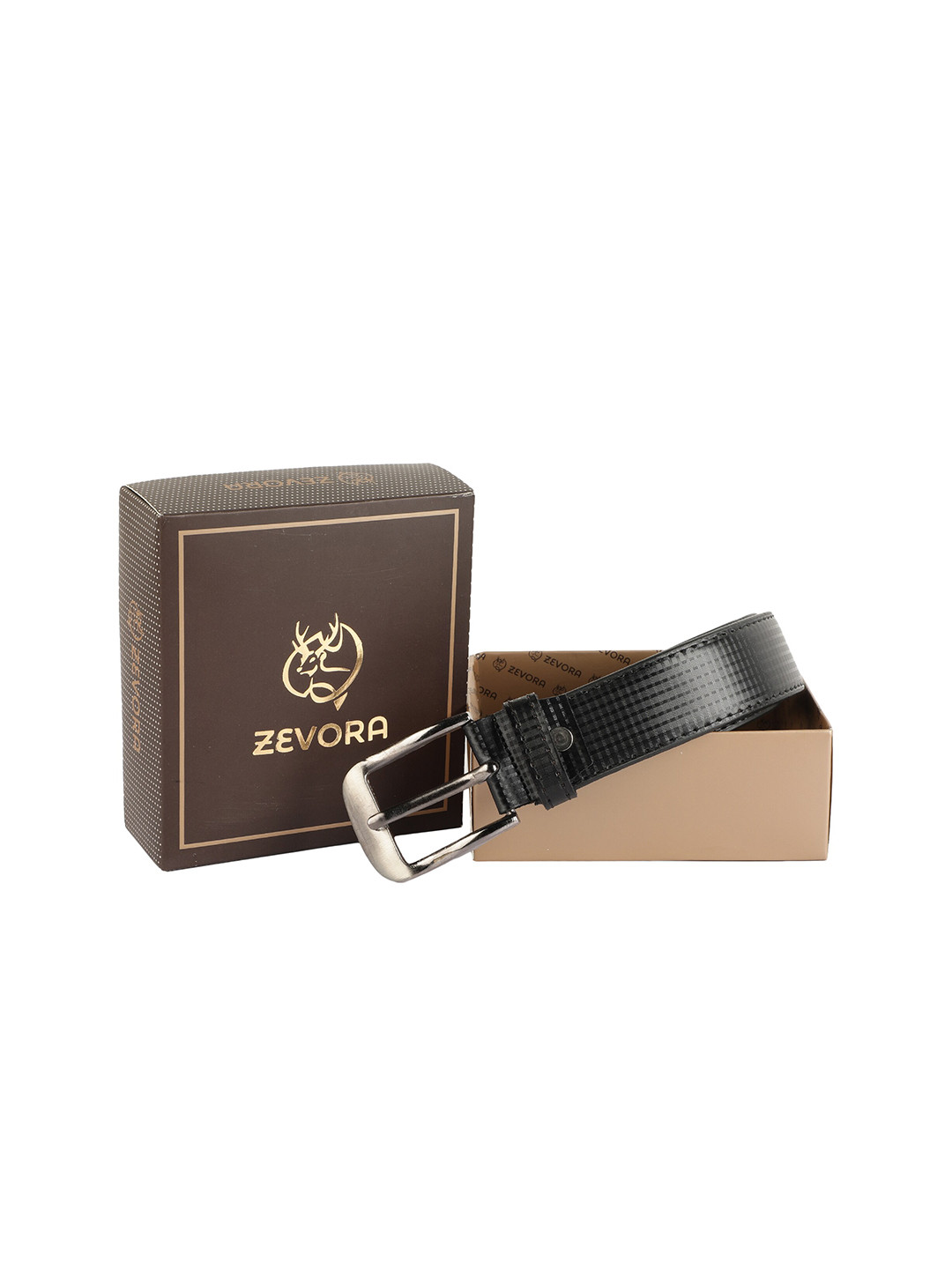 

ZEVORA Men Black Textured Belt