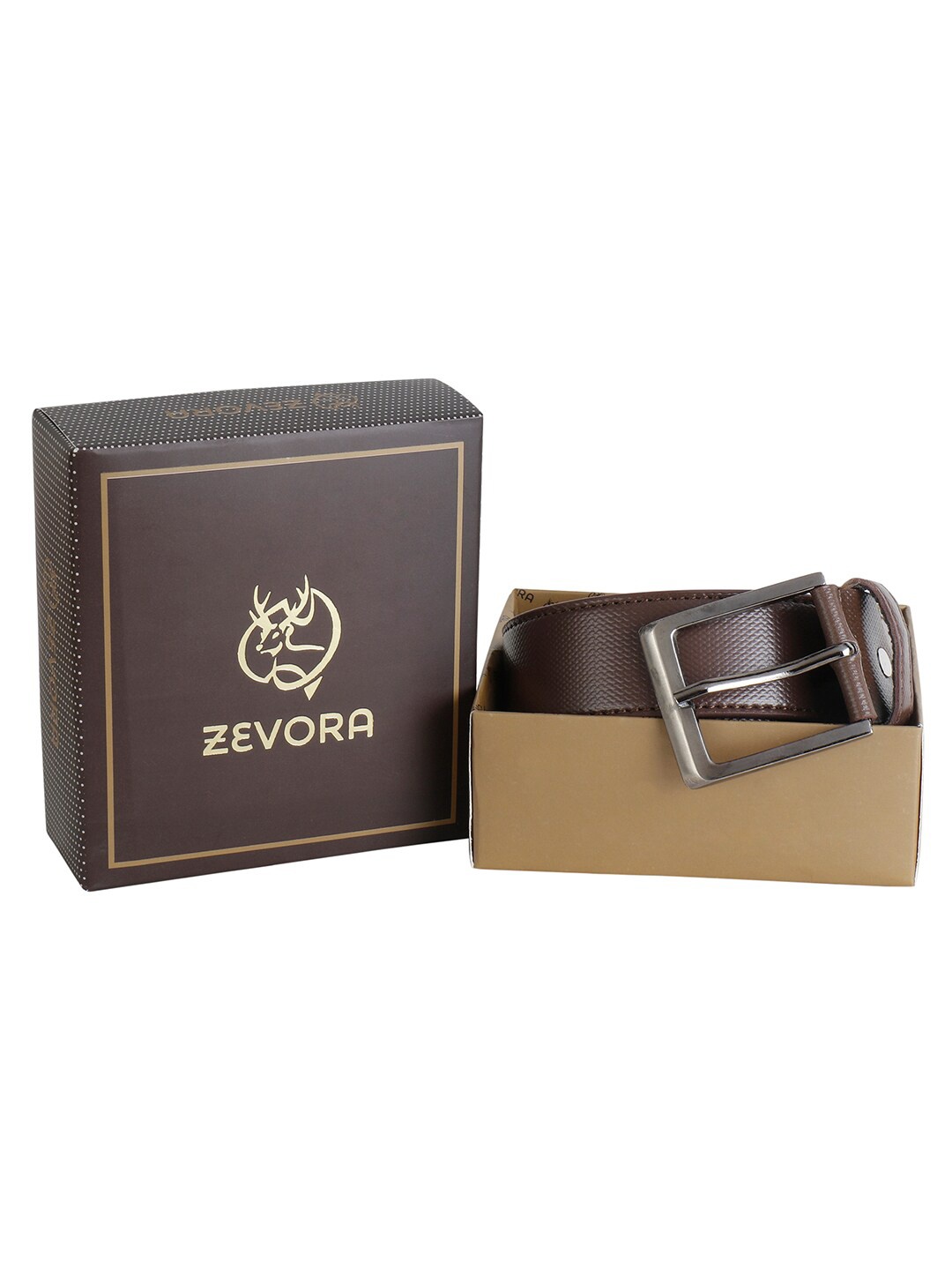 

ZEVORA Men Brown Textured PU Formal Belt