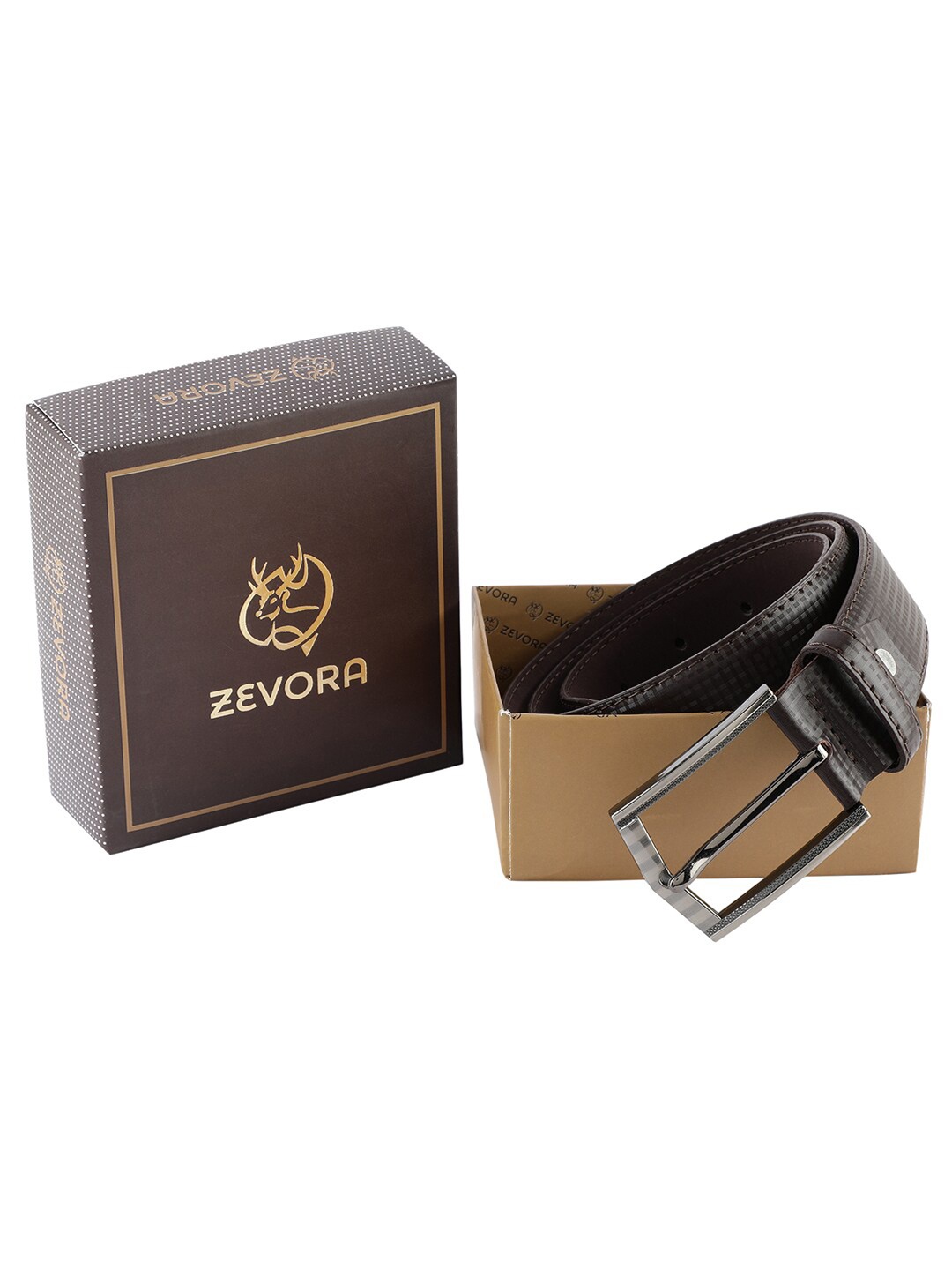 

ZEVORA Men Brown Textured Belt