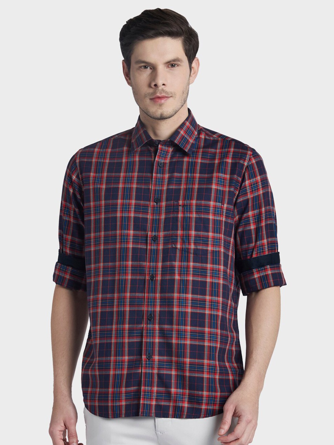 

ColorPlus Men Red Tailored Fit Tartan Checked Casual Shirt