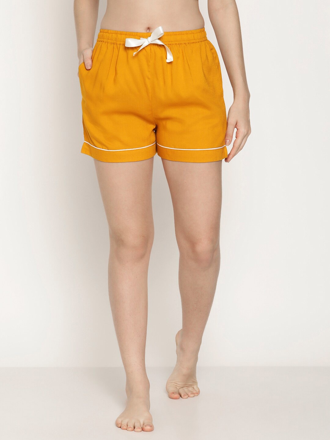 

COASTLAND Women Yellow & White Lounge Shorts