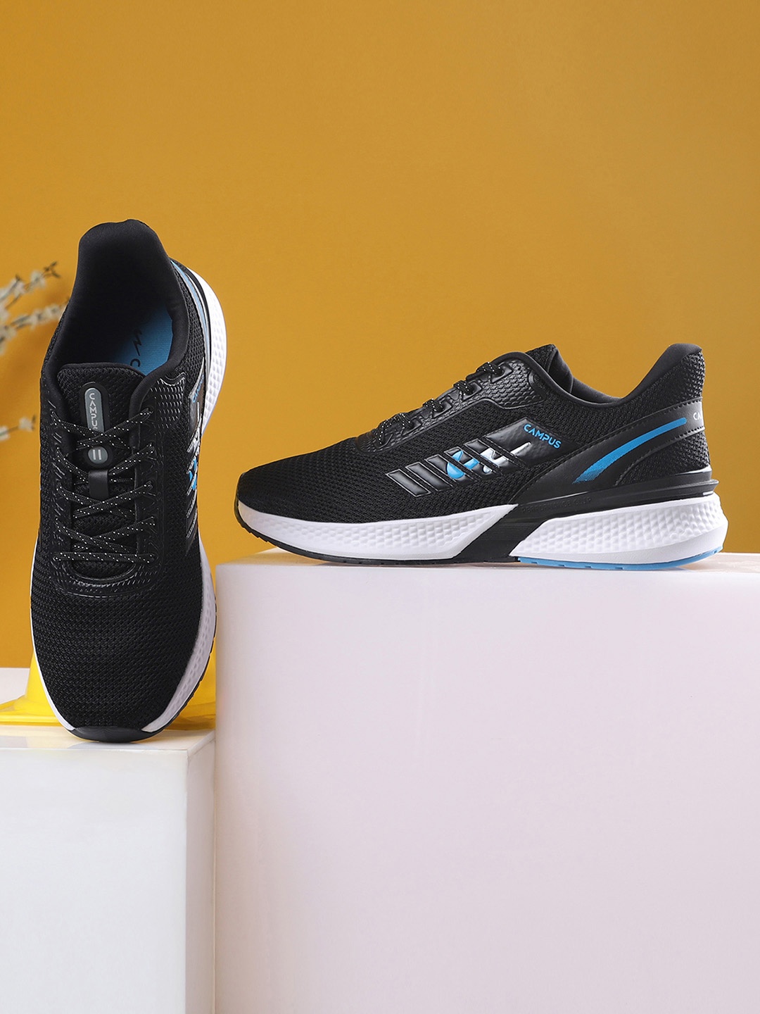 

Campus Men Black Mesh Running Shoes
