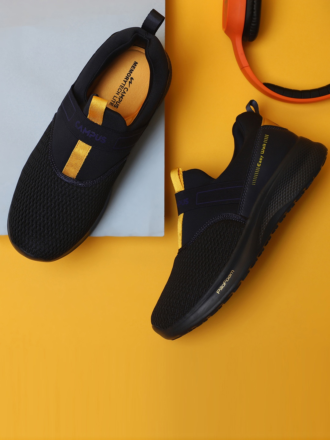 

Campus Men Navy Blue & Yellow Mesh Running Shoes
