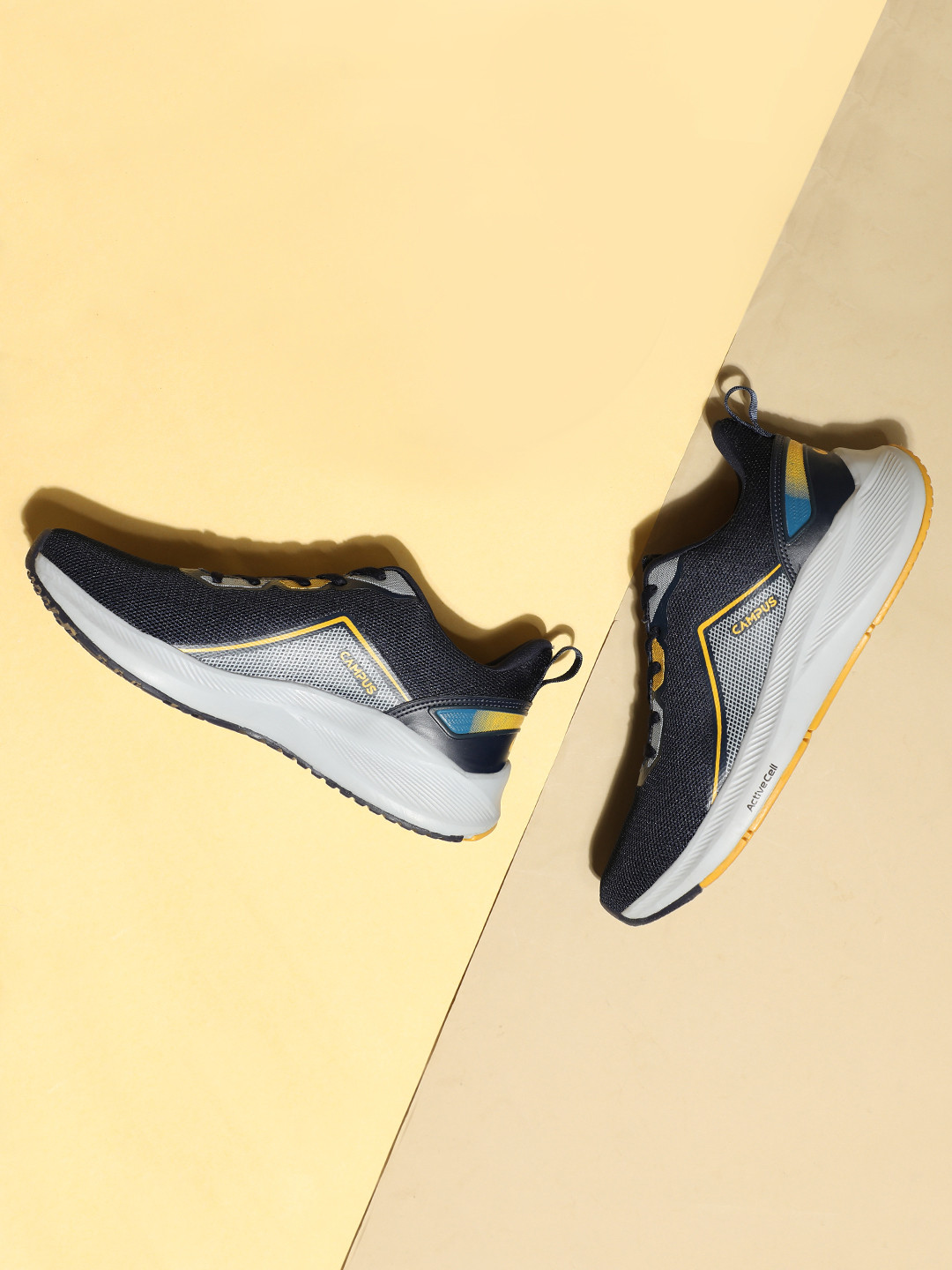 

Campus Men Navy Blue & White Mesh Running Shoes