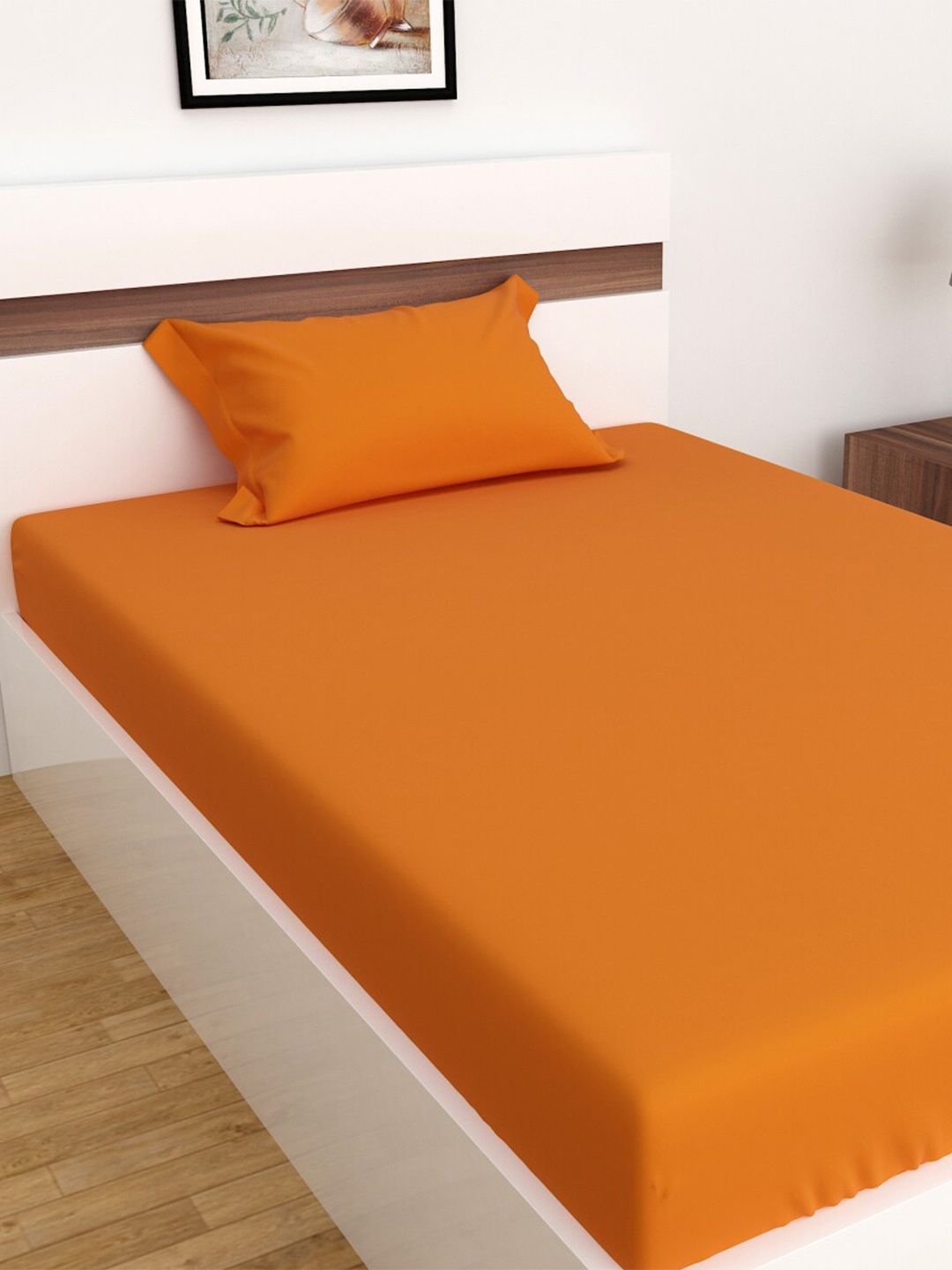 

Home Centre Orange 180 TC Single Bedsheet with 1 Pillow Covers