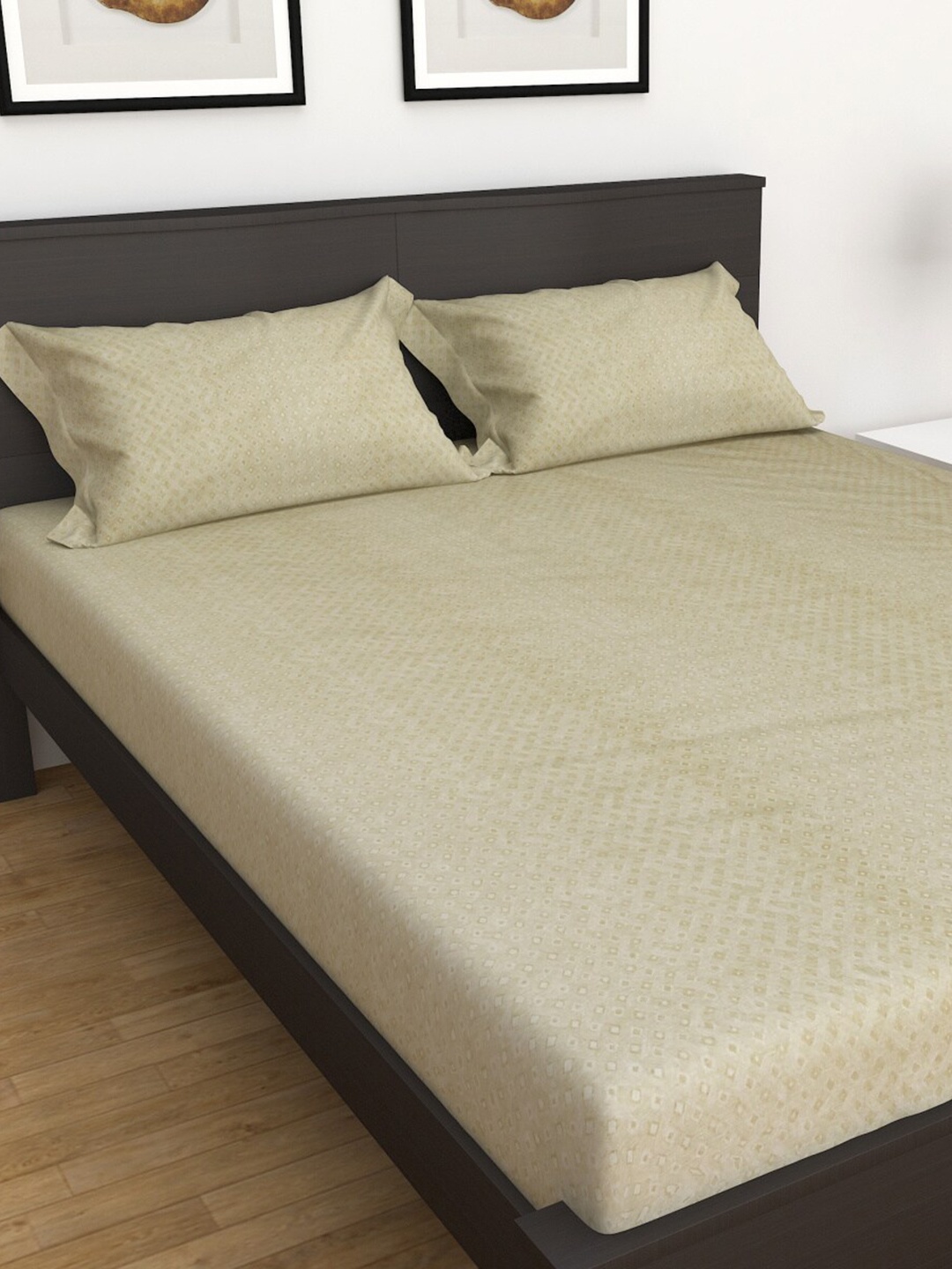 

Home Centre Beige 150 TC Printed Cotton King Bedsheet with 2 Pillow Covers