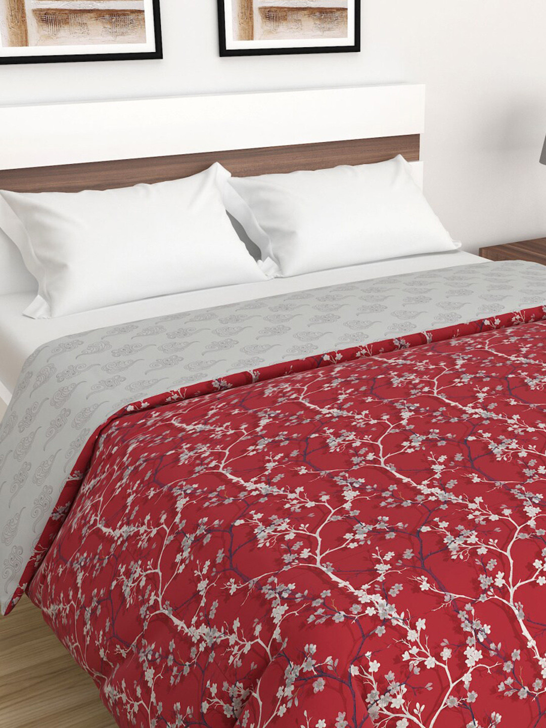 

Home Centre Red & White Floral Printed 180 GSM Mild Winter Double Bed Comforter