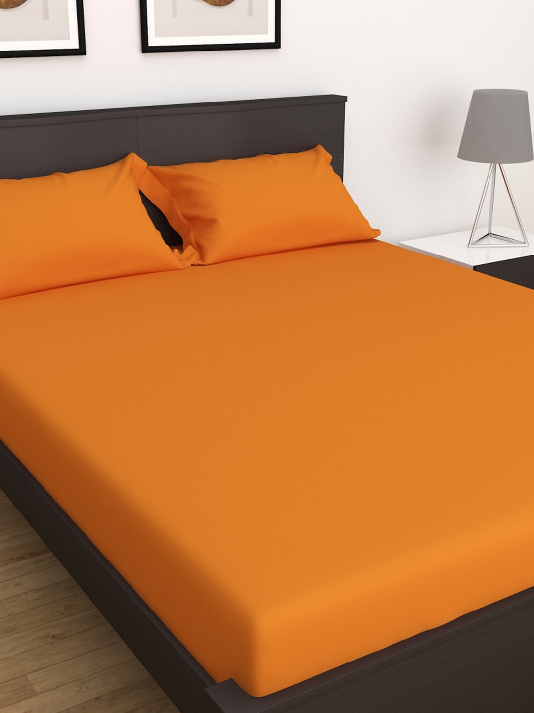 

Home Centre Orange 180 TC Queen Bedsheet with 2 Pillow Covers