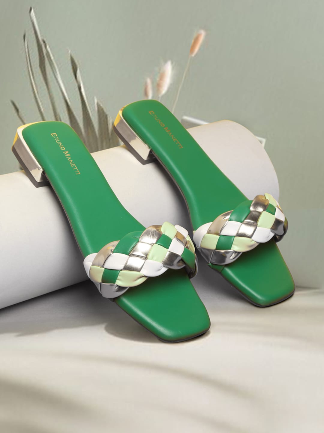 

Bruno Manetti Women Green Open Toe Flats