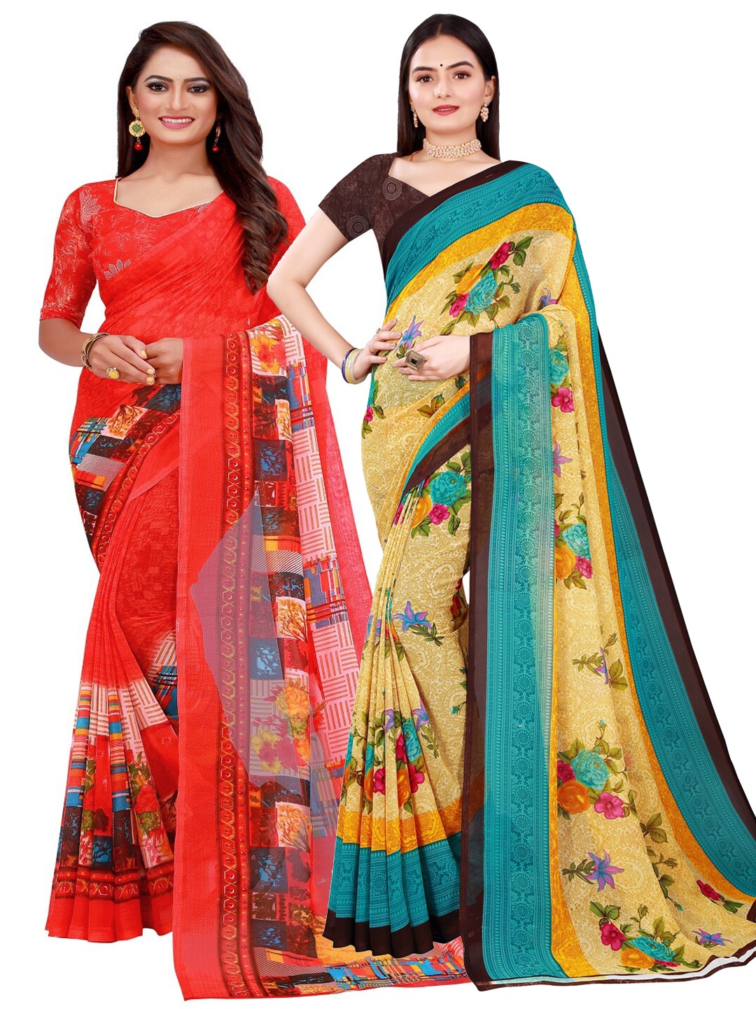 

Florence Set of 2 Pure Georgette Saree, Yellow