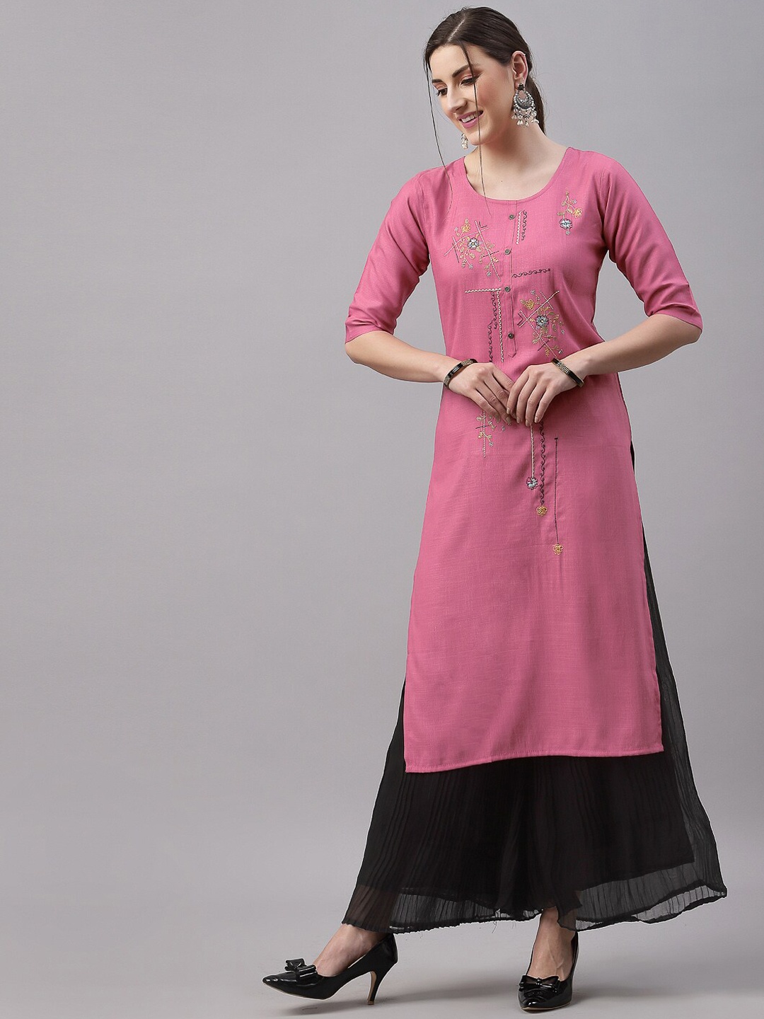 

KALINI Mauve Embroidered Kurta