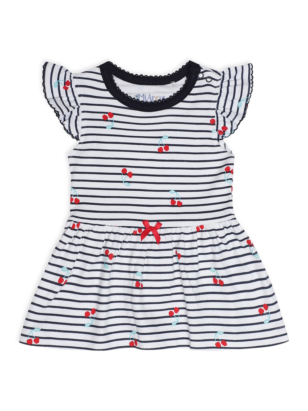 

MiArcus Girls Black Striped Cotton Fit & Flare Dress