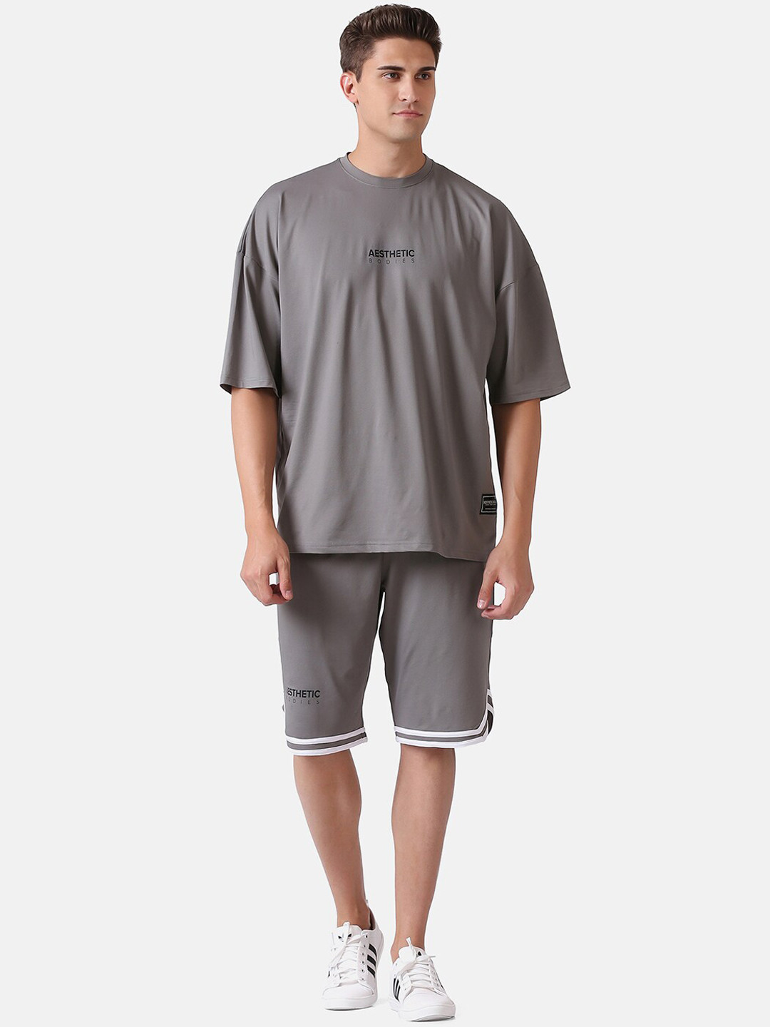 

Aesthetic Bodies Men Grey Solid Co-ords Set