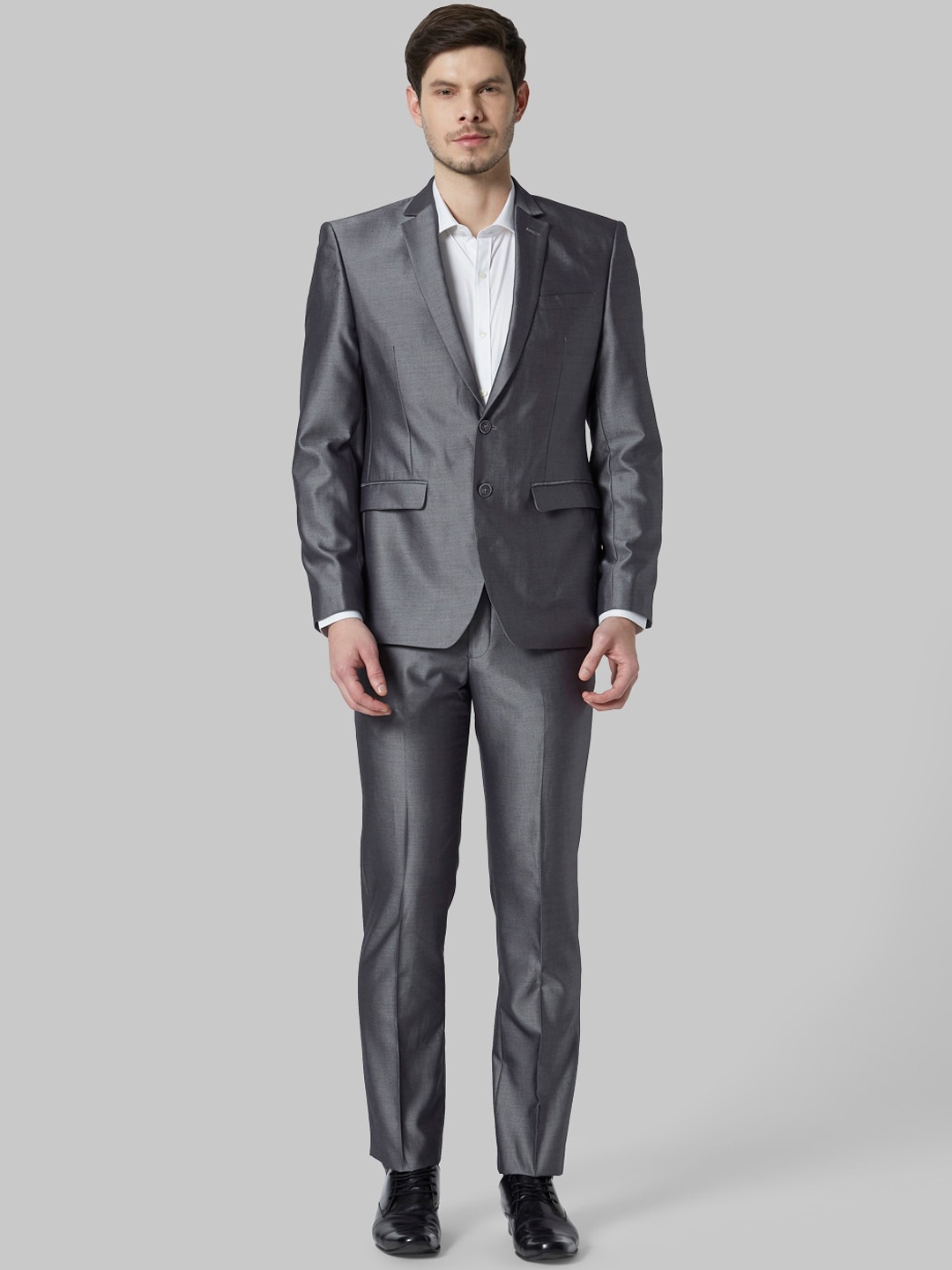 

Park Avenue Men Grey Self-Design Single-Breasted Super Slim-Fit Formal Suit