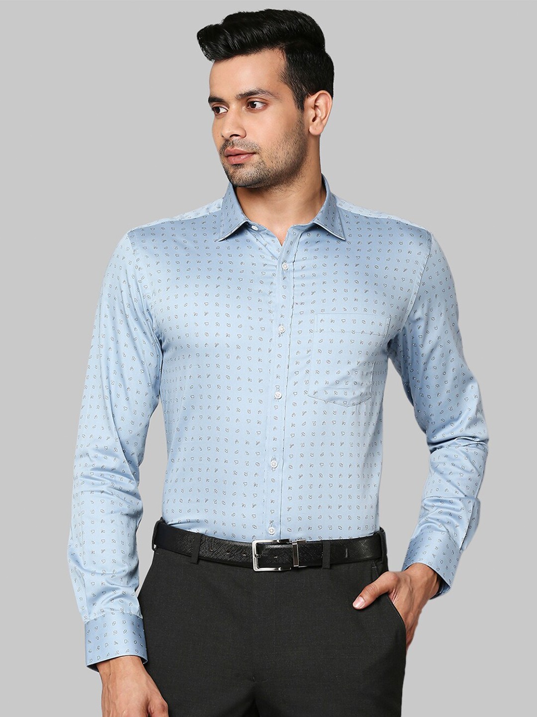

Park Avenue Men Blue Slim Fit Printed Cotton Formal Shirt