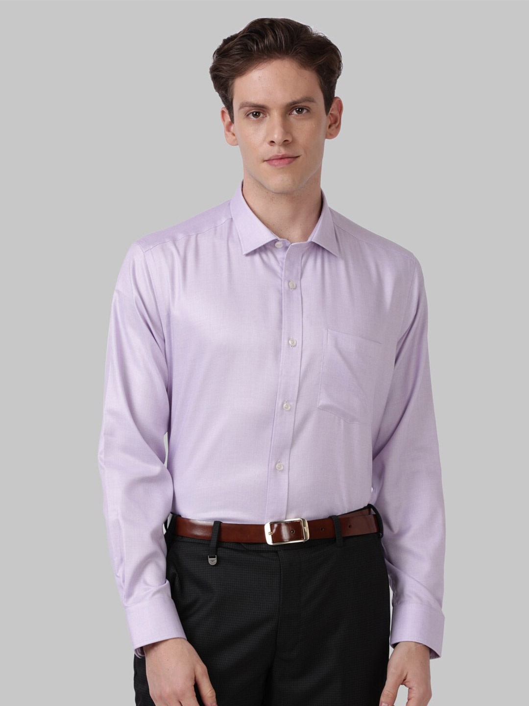

Park Avenue Men Purple Solid Cotton Formal Shirt