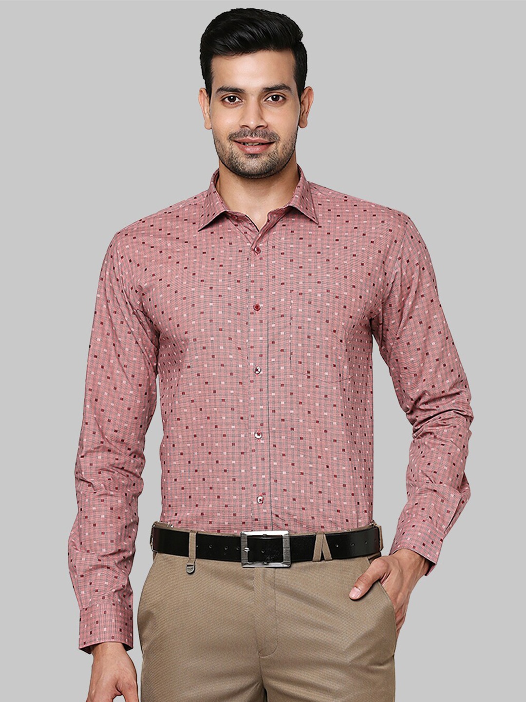 

Park Avenue Men Maroon Slim Fit Printed Cotton Formal Shirt
