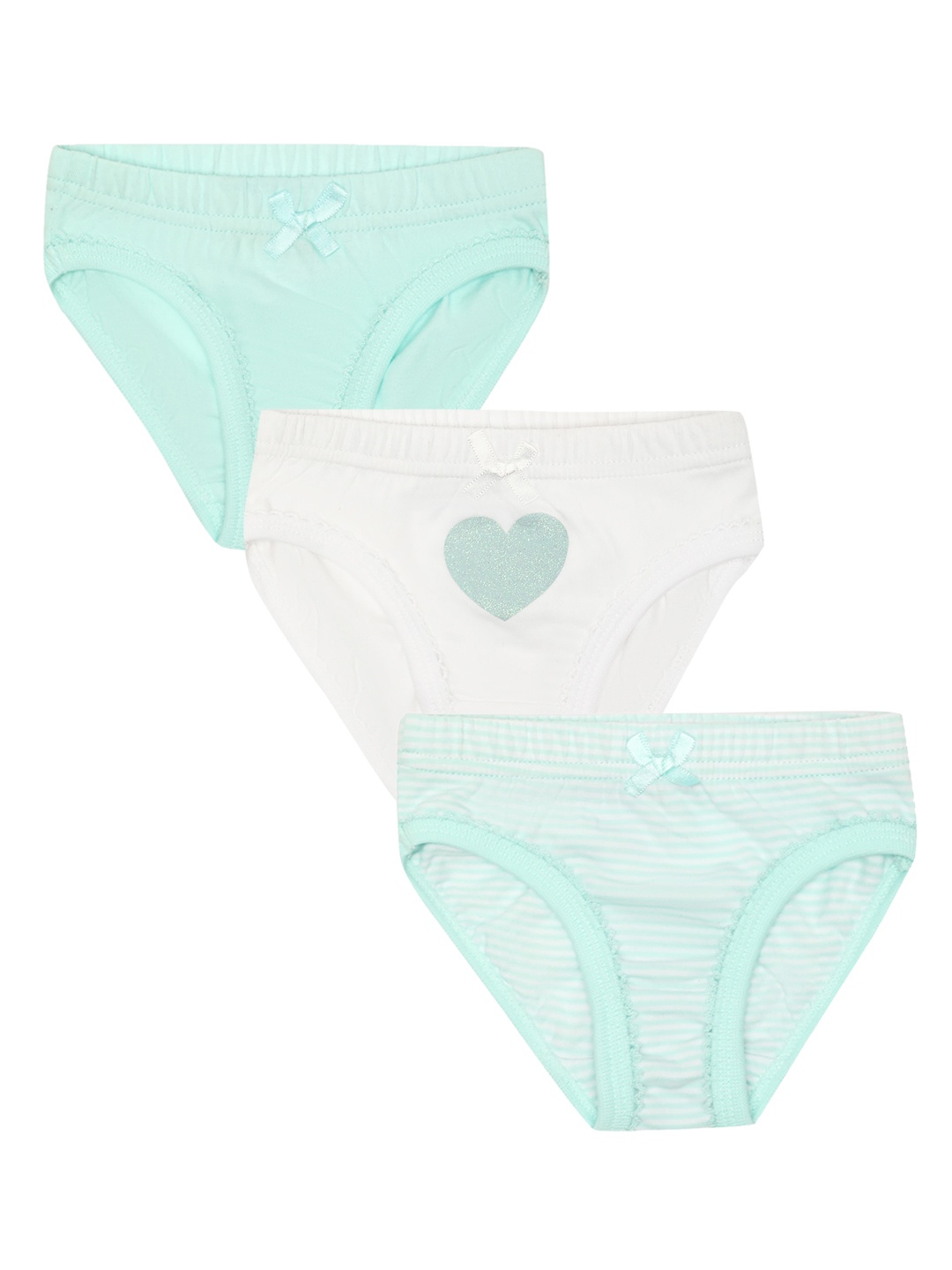 MiArcus Girls Pack Of 3 Assorted Basic Briefs, Green