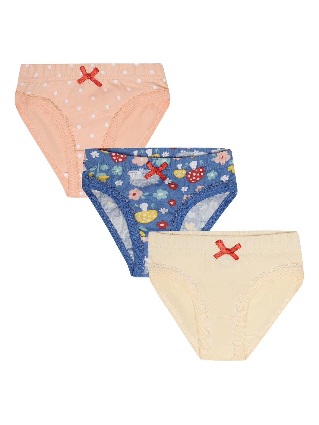 

MiArcus Girls Pack of 3 Printed Basic Briefs, Peach