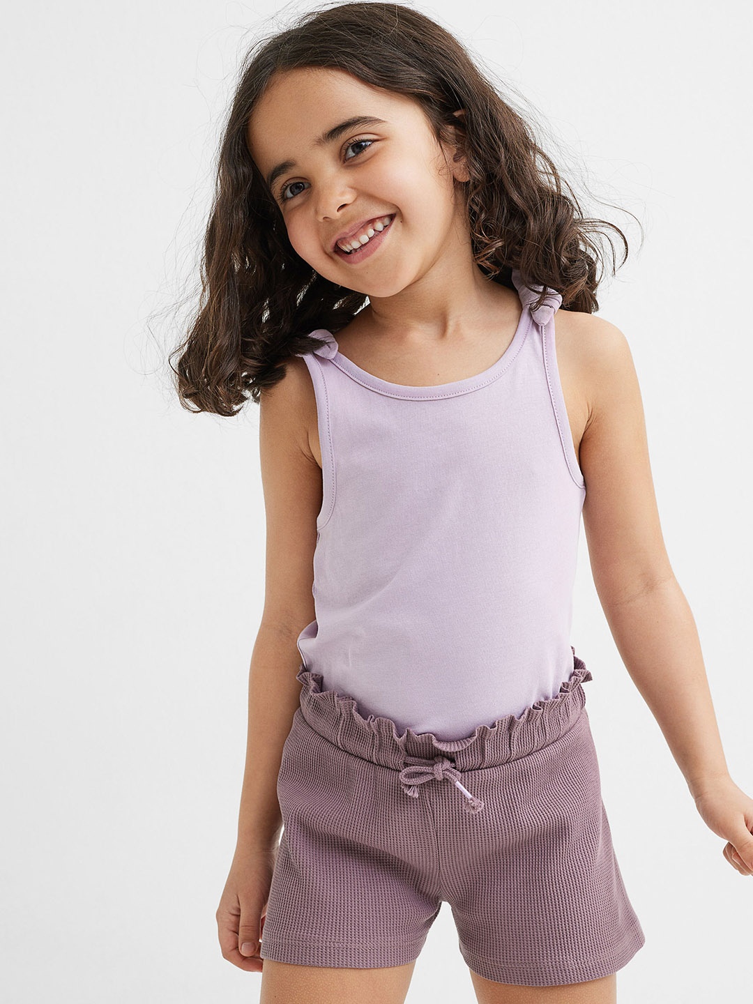 

H&M Girls Purple 2-Piece Set With A Cotton Vest Top And Shorts