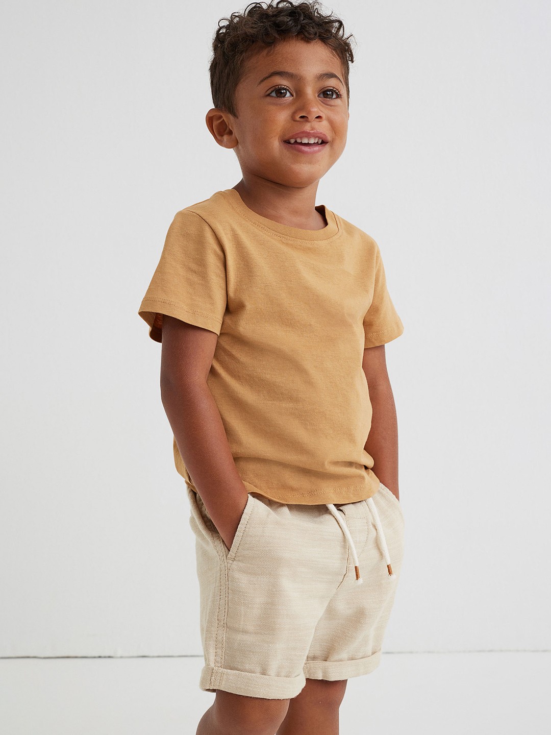 

H&M Boys Beige Solid Cotton Twill Shorts