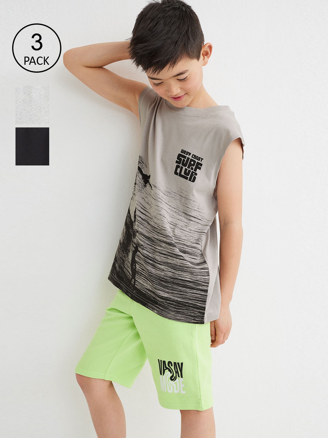 

H&M Boys 3-Pack Sweatshorts, Black