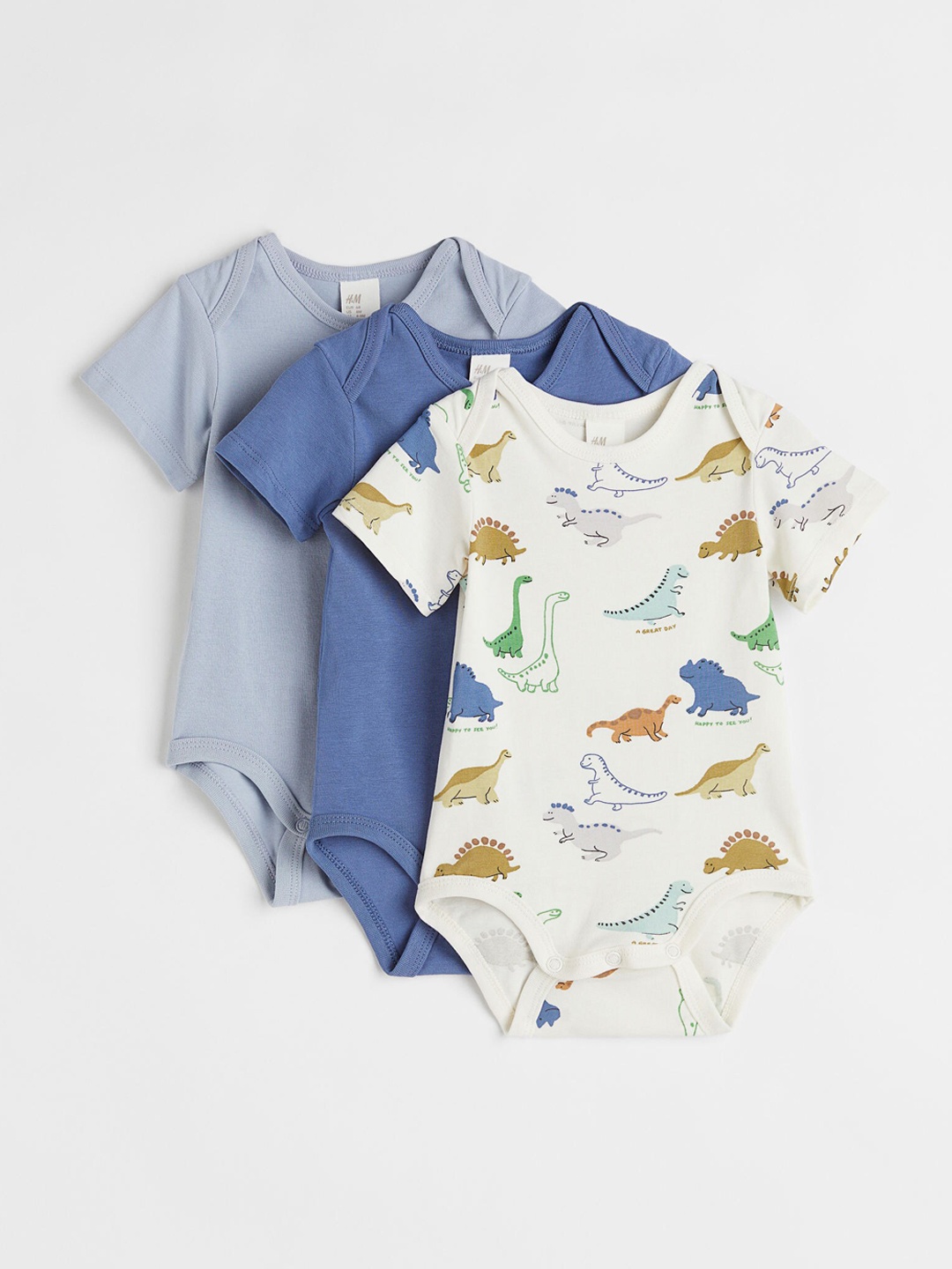 

H&M 3-Pack Short-Sleeved Bodysuits, Blue
