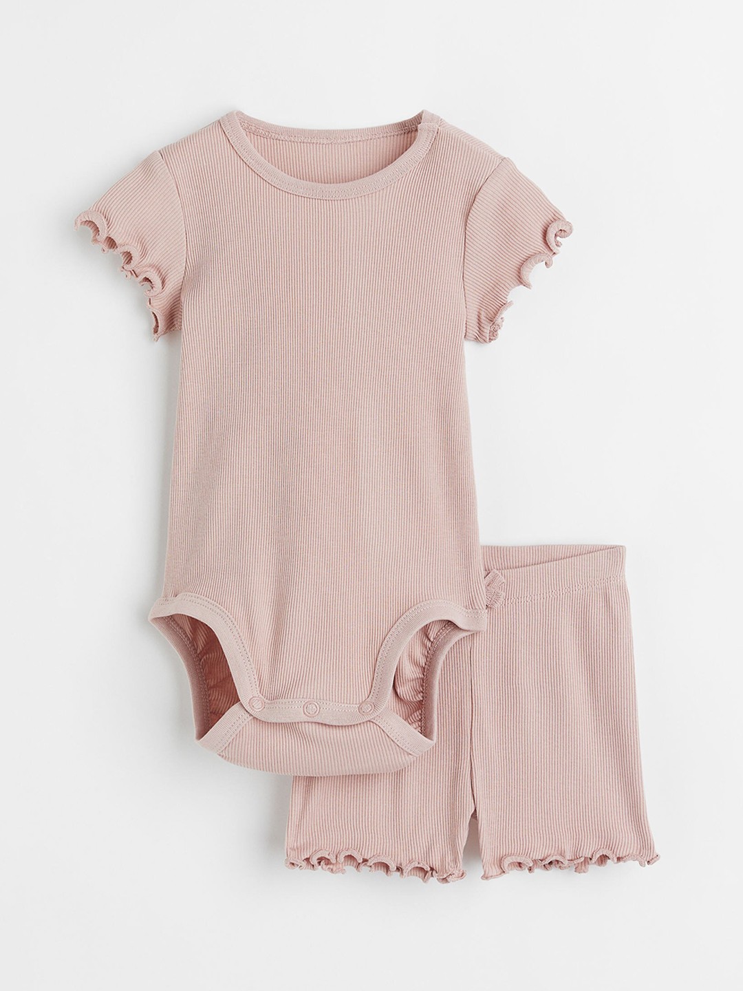 

H&M Girls Pink Ribbed Cotton Set