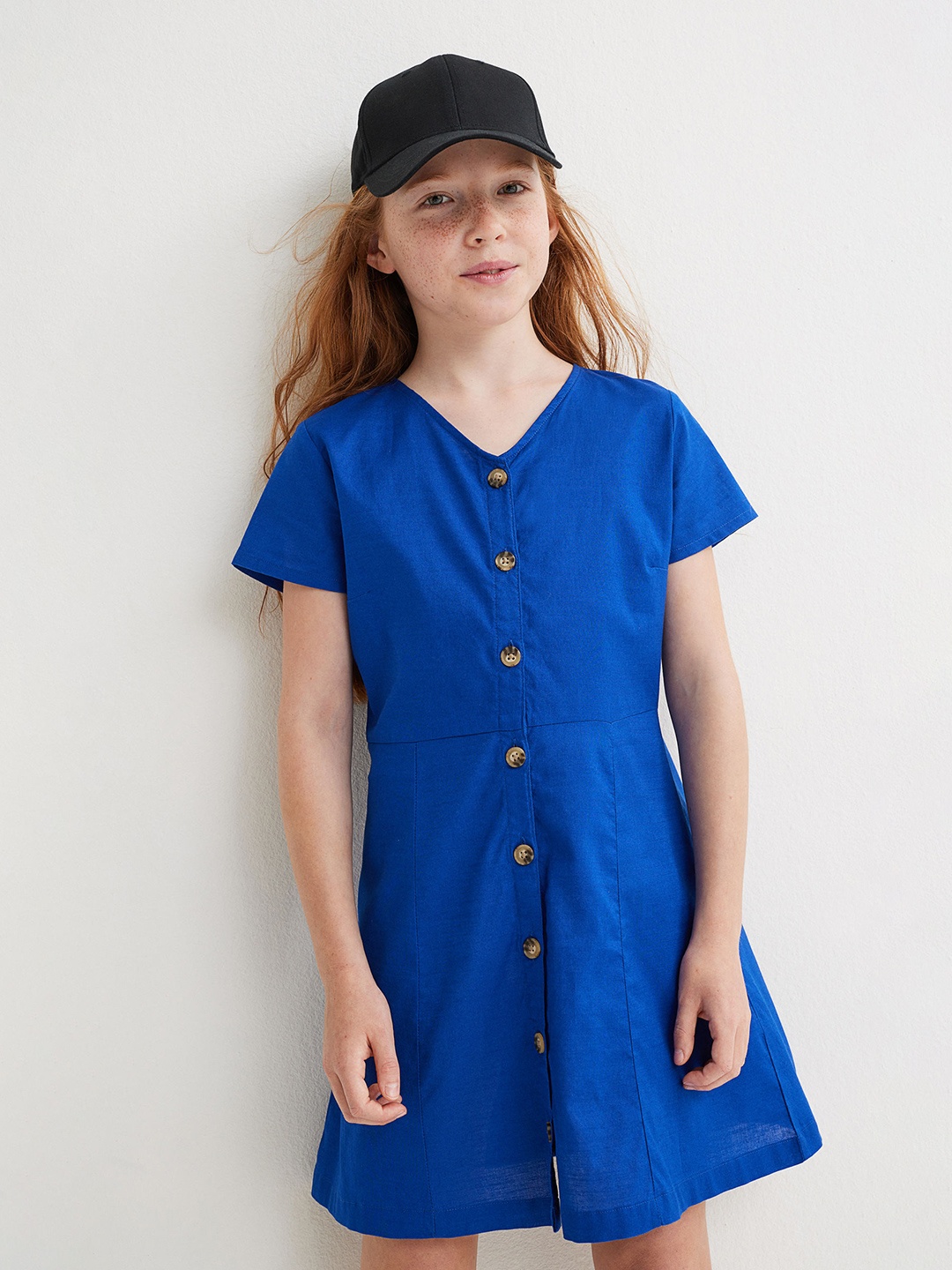 

H&M Girls Blue Button-front Dress
