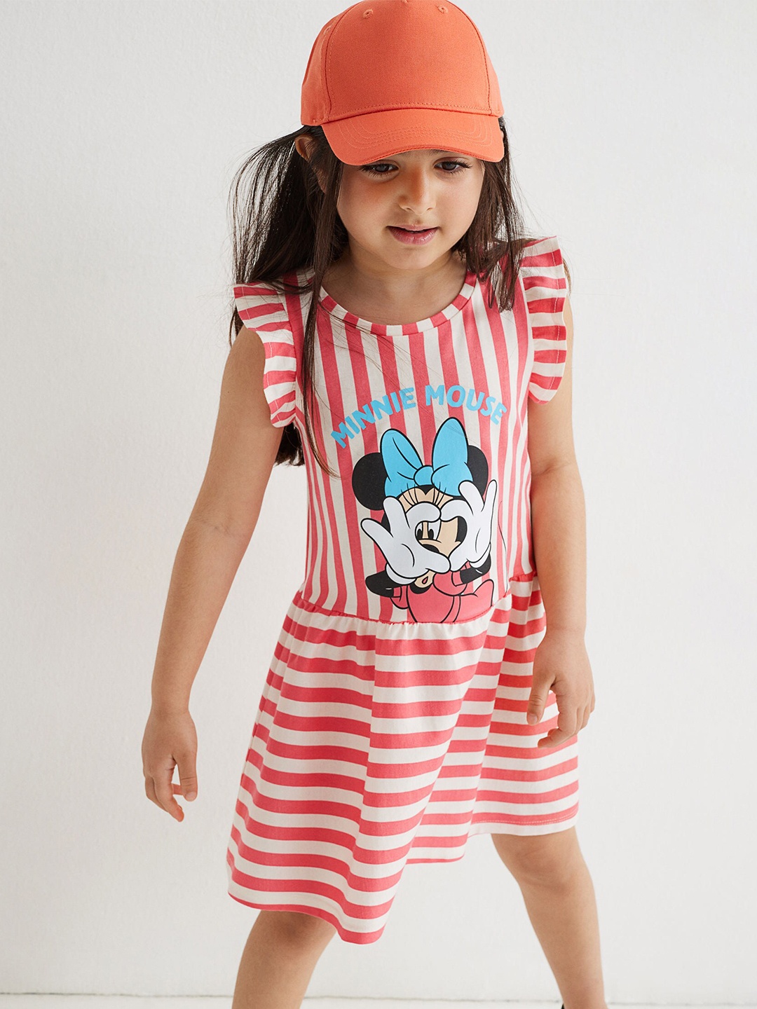 

H&M Girls Red & White Printed Pure Cotton Dress