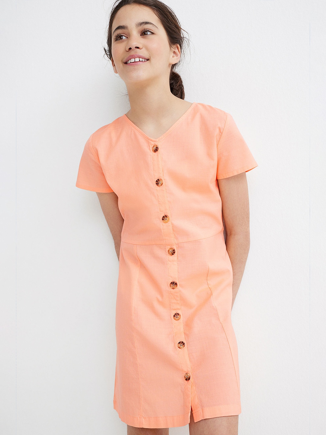 

H&M Girls Pink Button-Front Dress