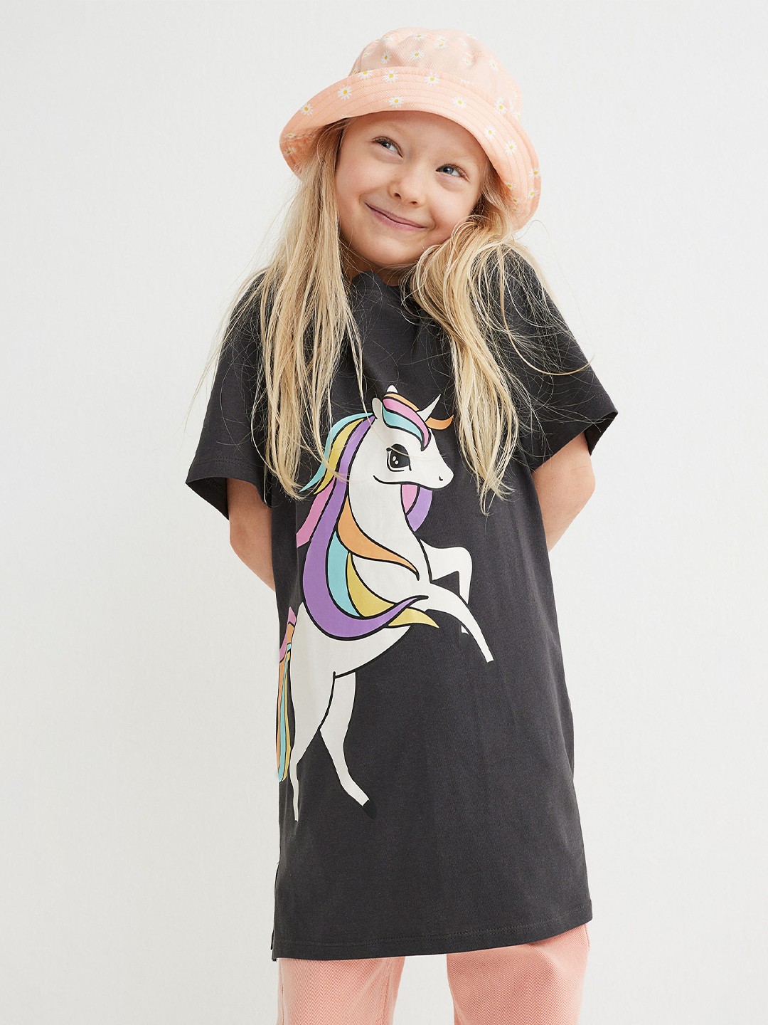 

H&M Girls Black Cotton T-Shirt Dress