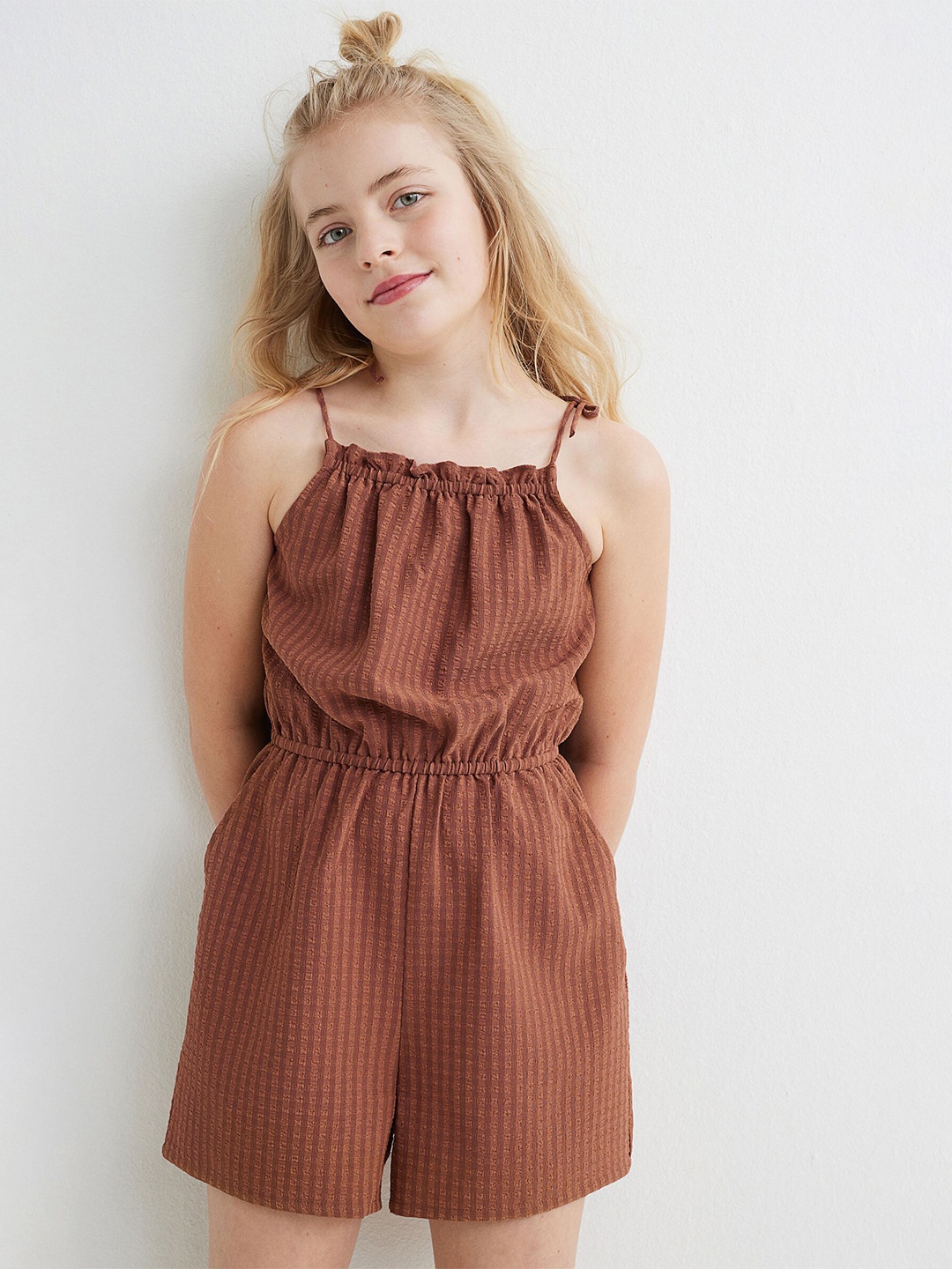 

H&M Girls Brown Playsuit