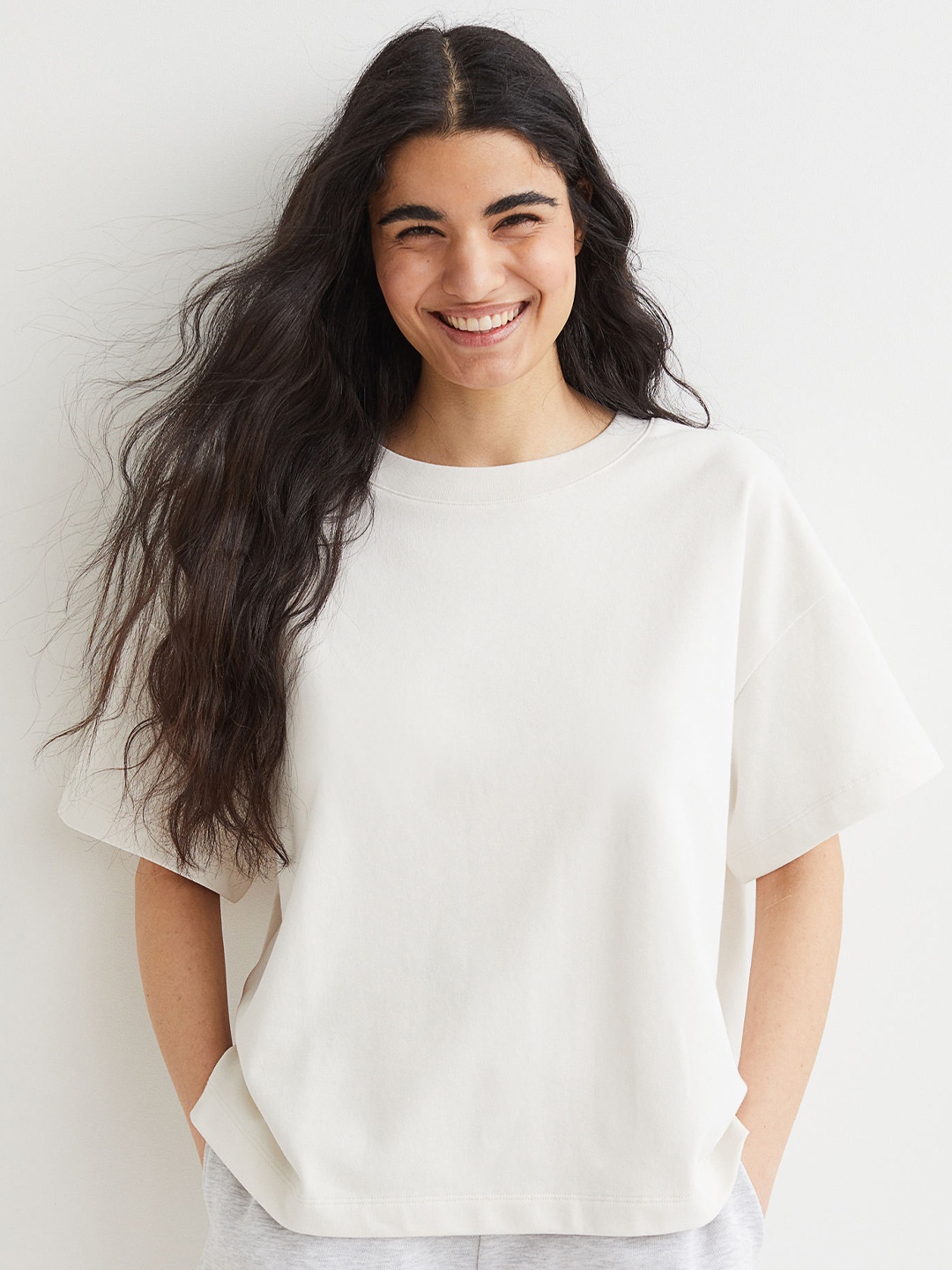 

H&M Women White Wide T-shirt