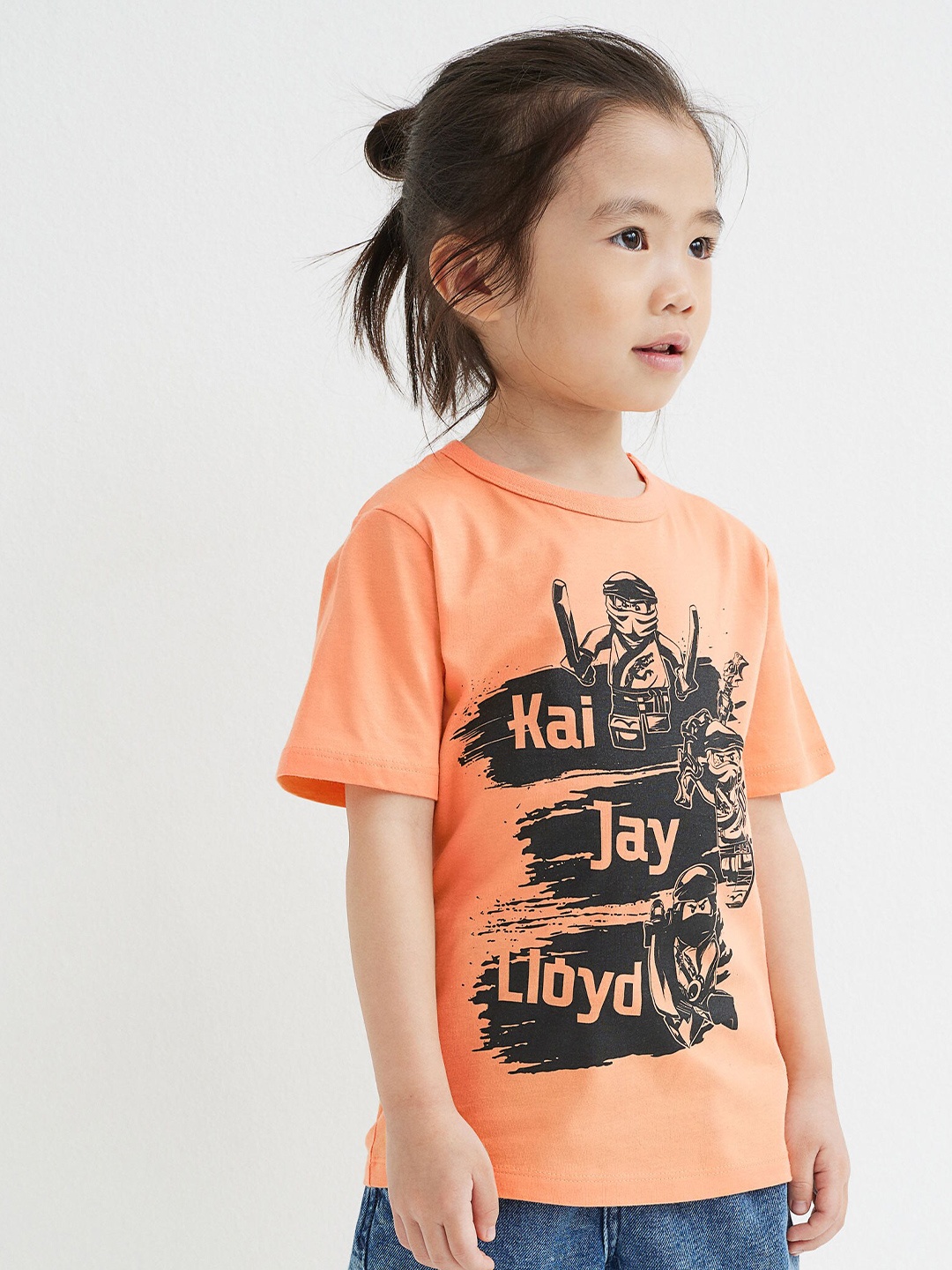 

H&M Orange Printed T-shirt
