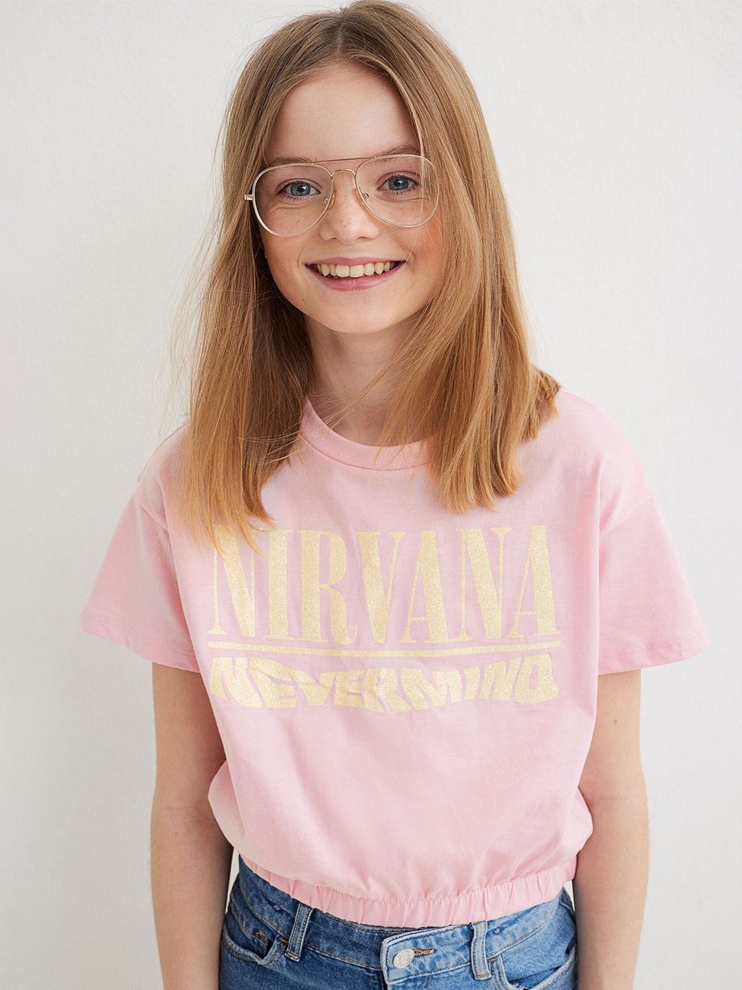 

H&M Girls Pink Printed T-shirt