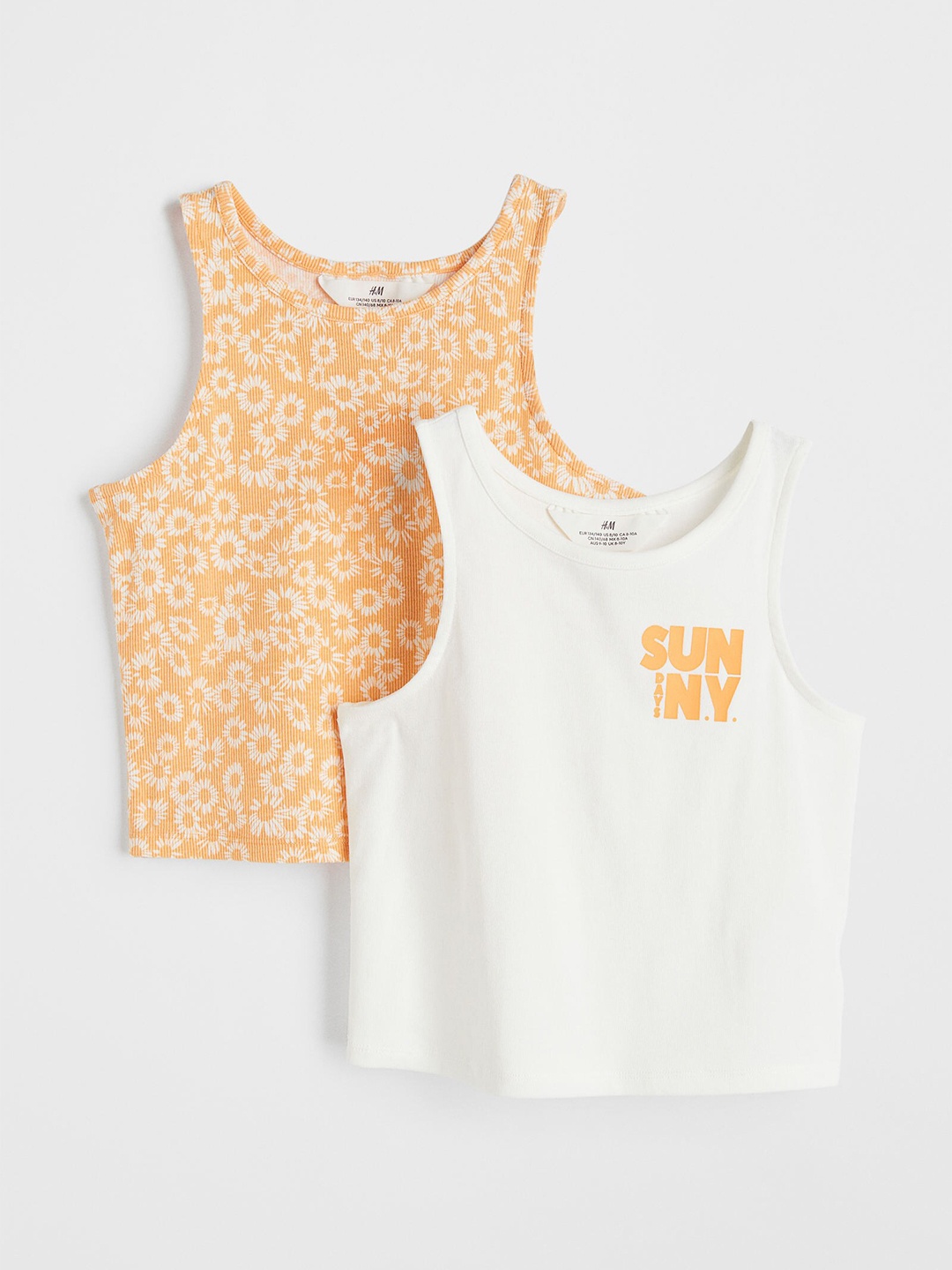 

H&M 2 Pack White & Yellow Cotton Vest Tops