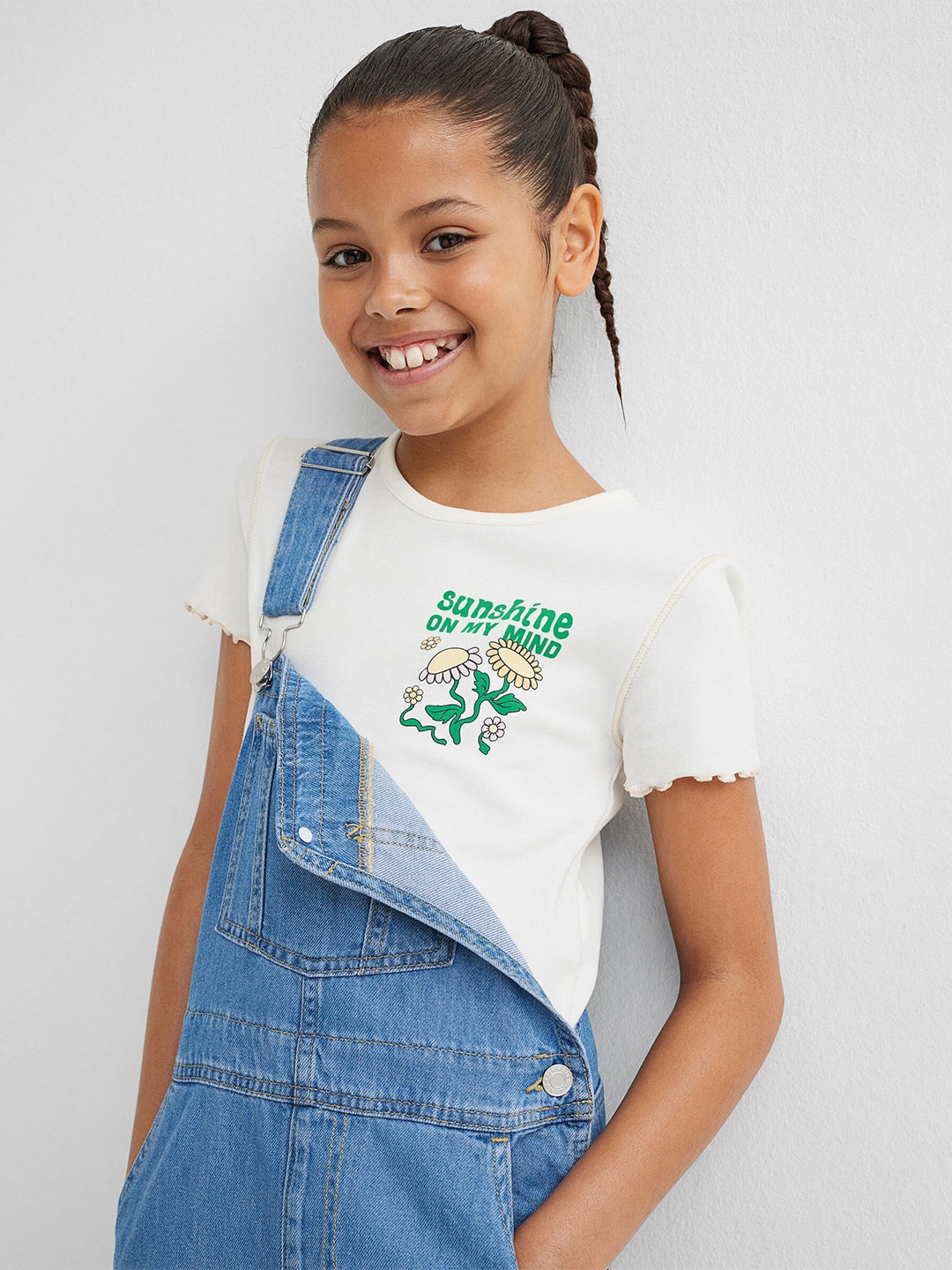

H&M White Cotton Jersey Cropped Top