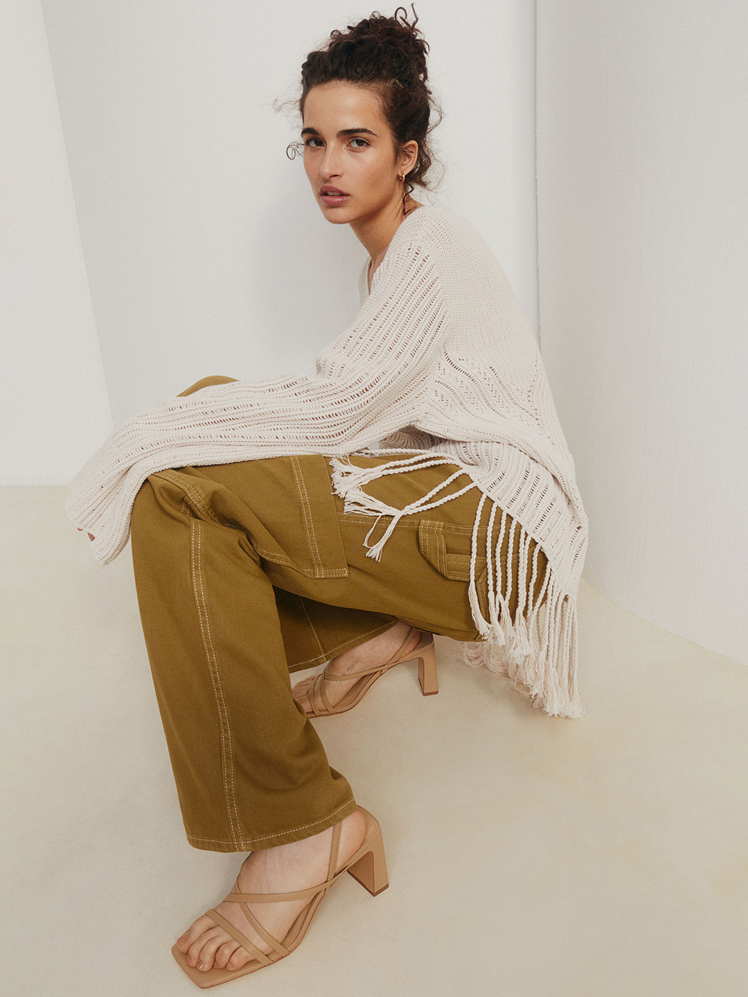 

H&M Women Tan Brown Wide Cargo Trousers