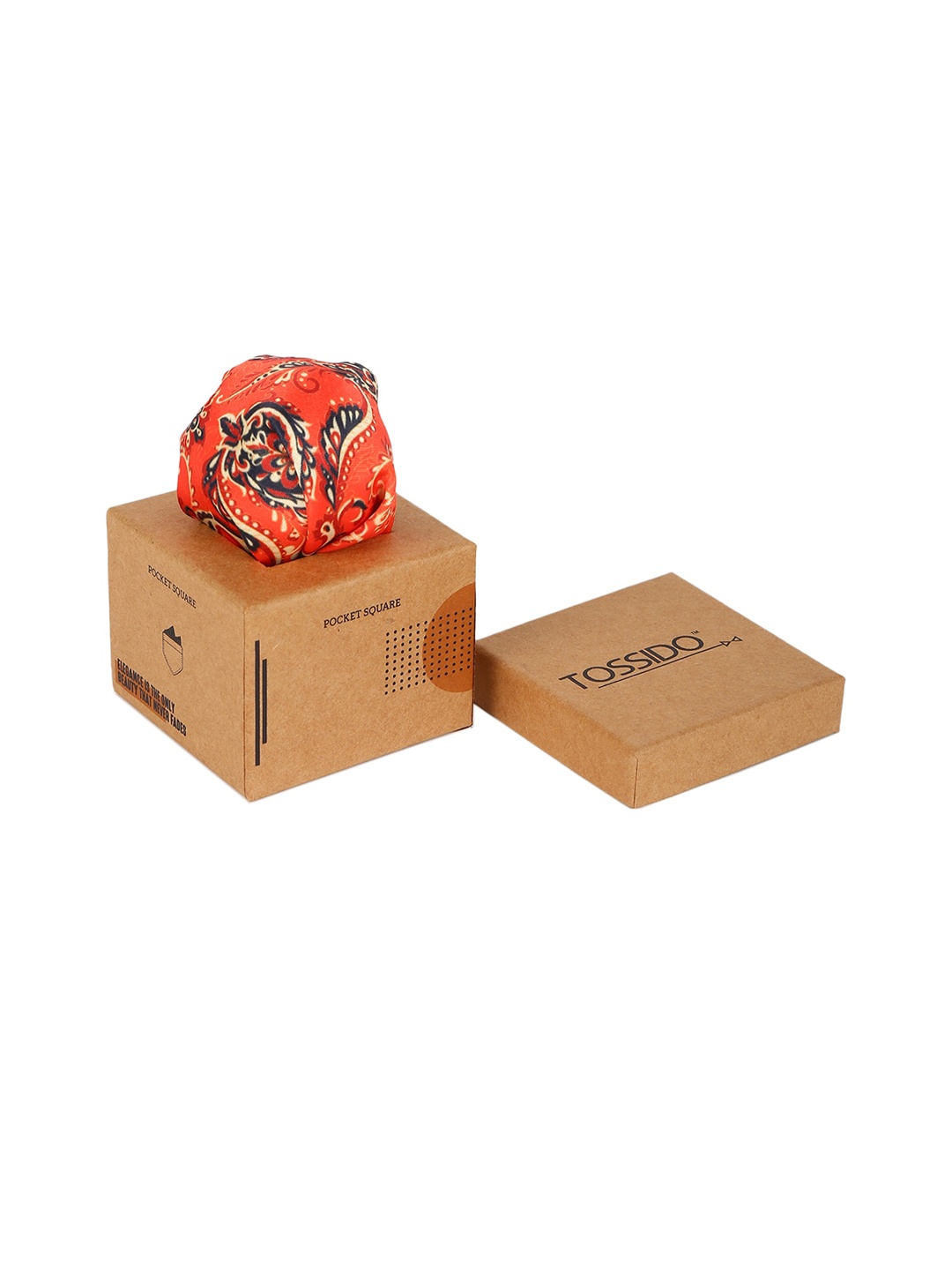 

Tossido Men Orange & Navy-Blue Printed Pocket Square