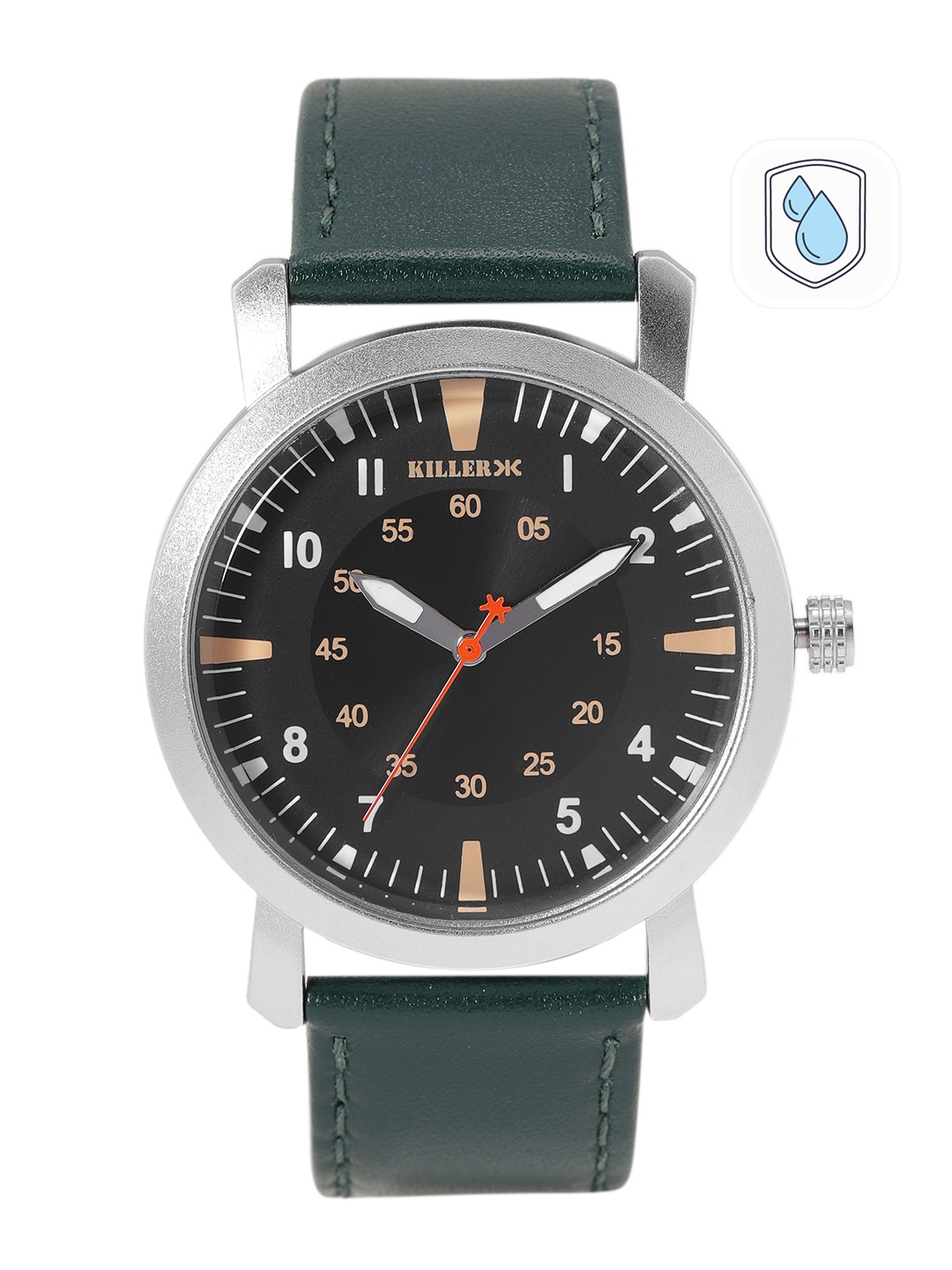 

Killer Men Black Dial & Green Straps Rebel Analogue Watch KL22/019-D