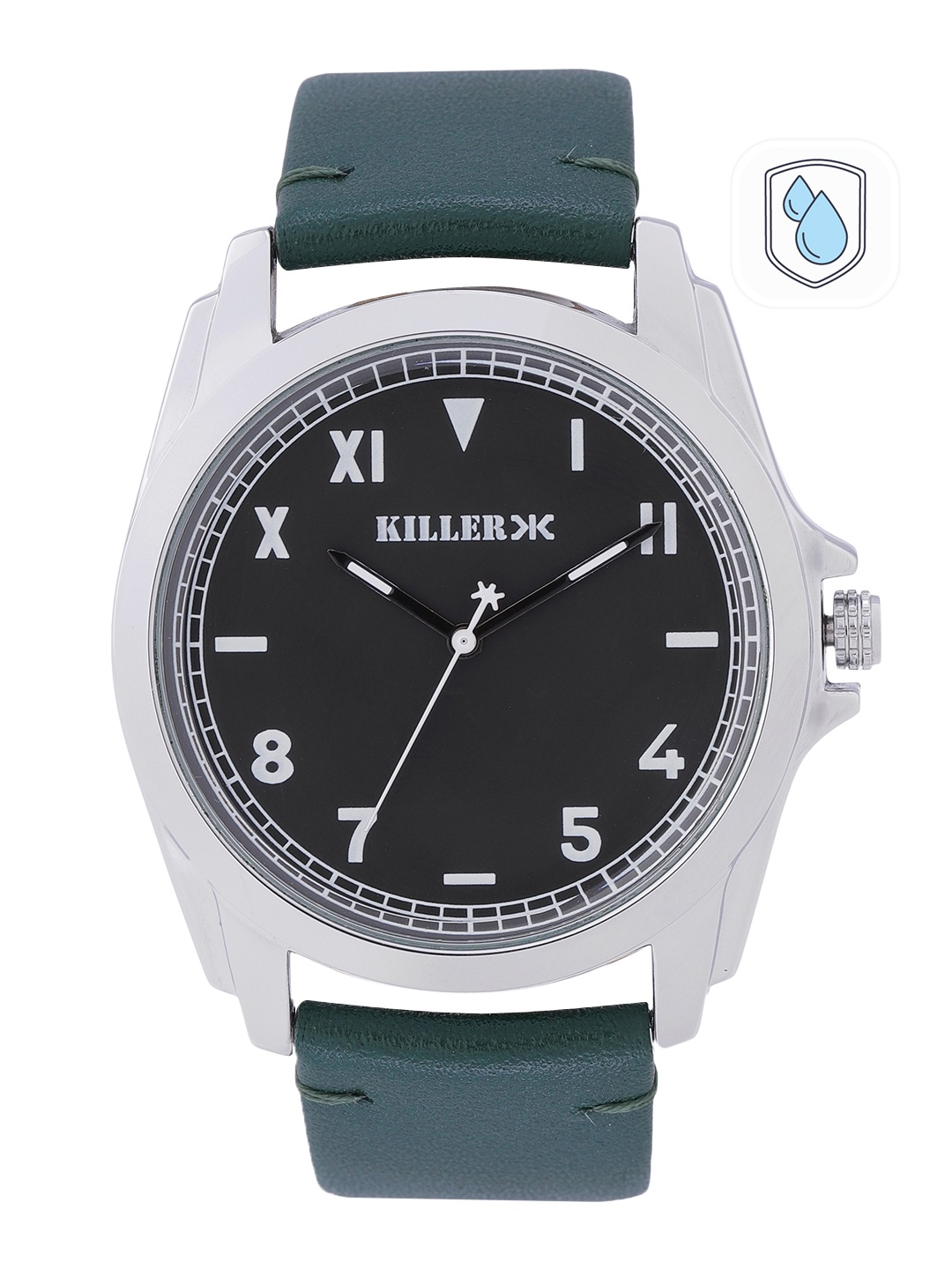 

Killer Men Black Dial & Green Straps Rebel Analogue Watch KL22/007-B