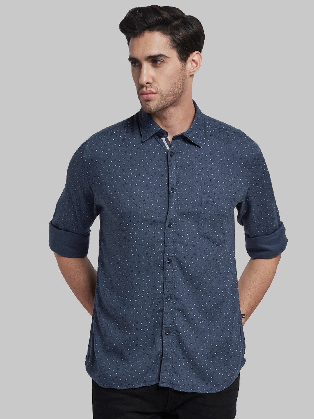

Parx Men Blue Slim Fit Printed Casual Shirt